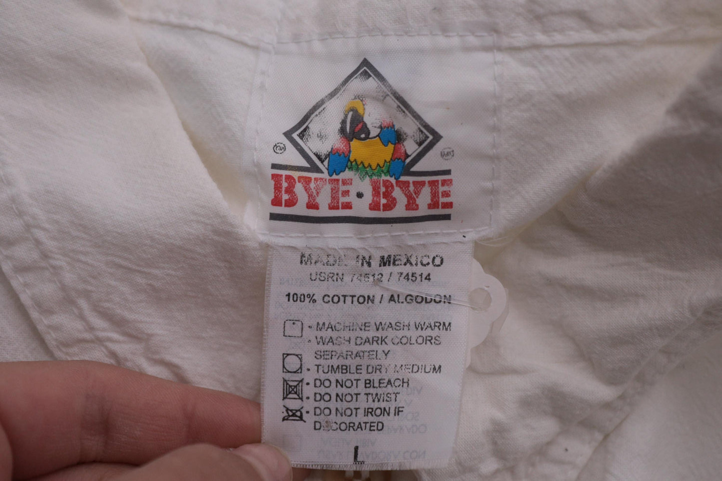 90s Bye Bye Cozumel Turtle Graphic Button-Up Shirt White Cotton Large
