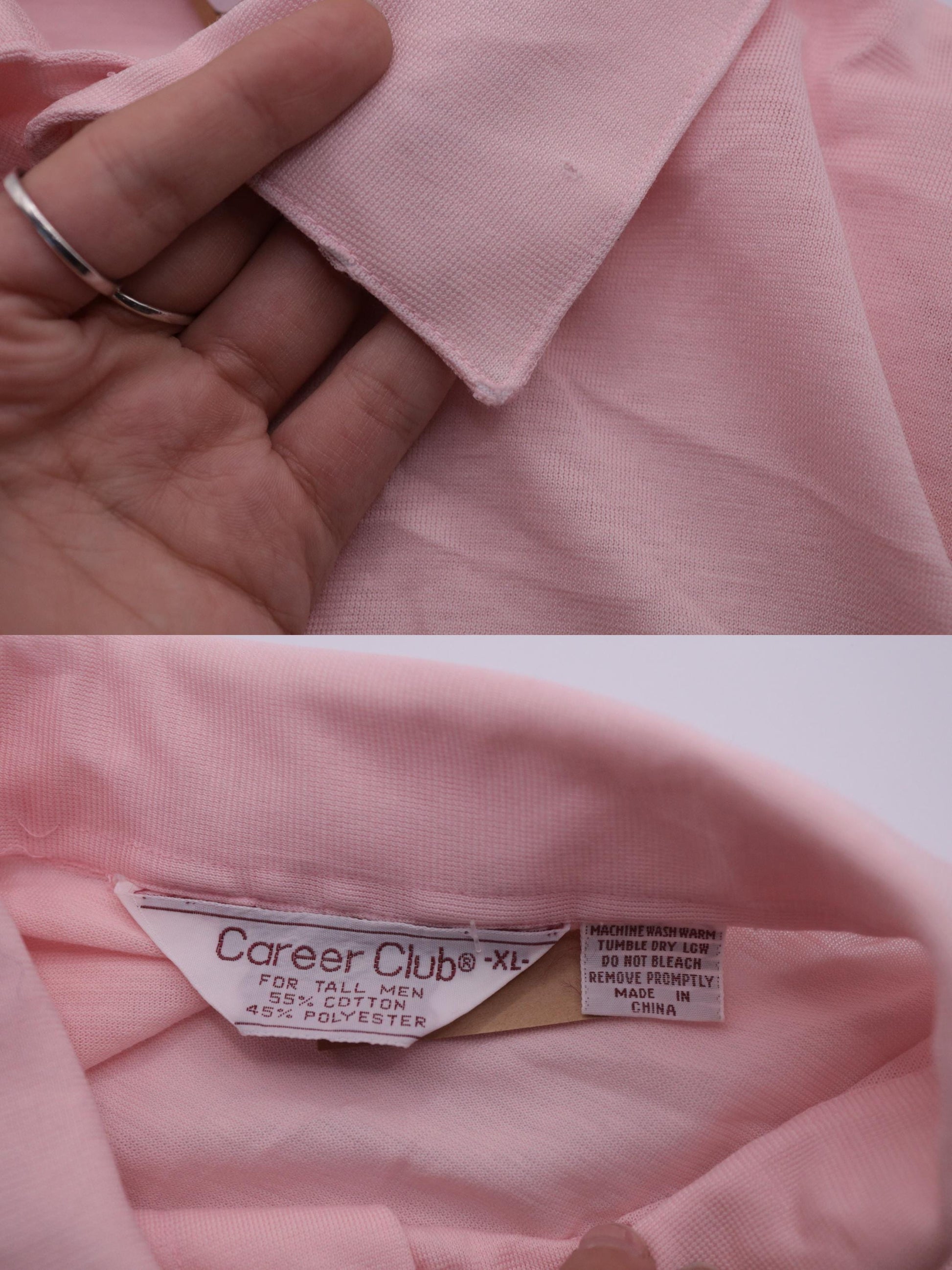 90s Career Club Striped Polo Shirt Pink Men's Extra Large Tall
