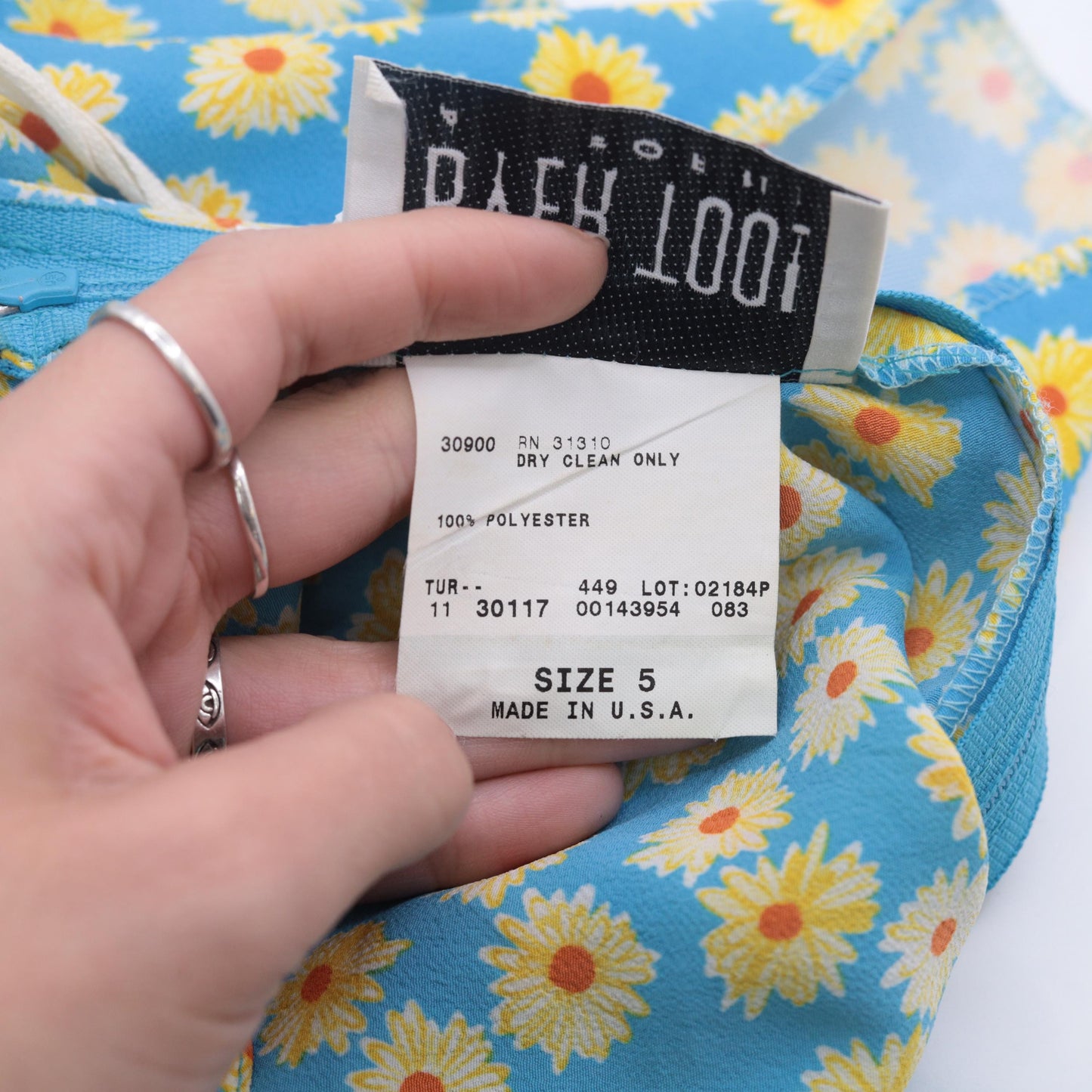 90s Byer Too! Floral Mini Dress Empire Waist Blue Yellow Small