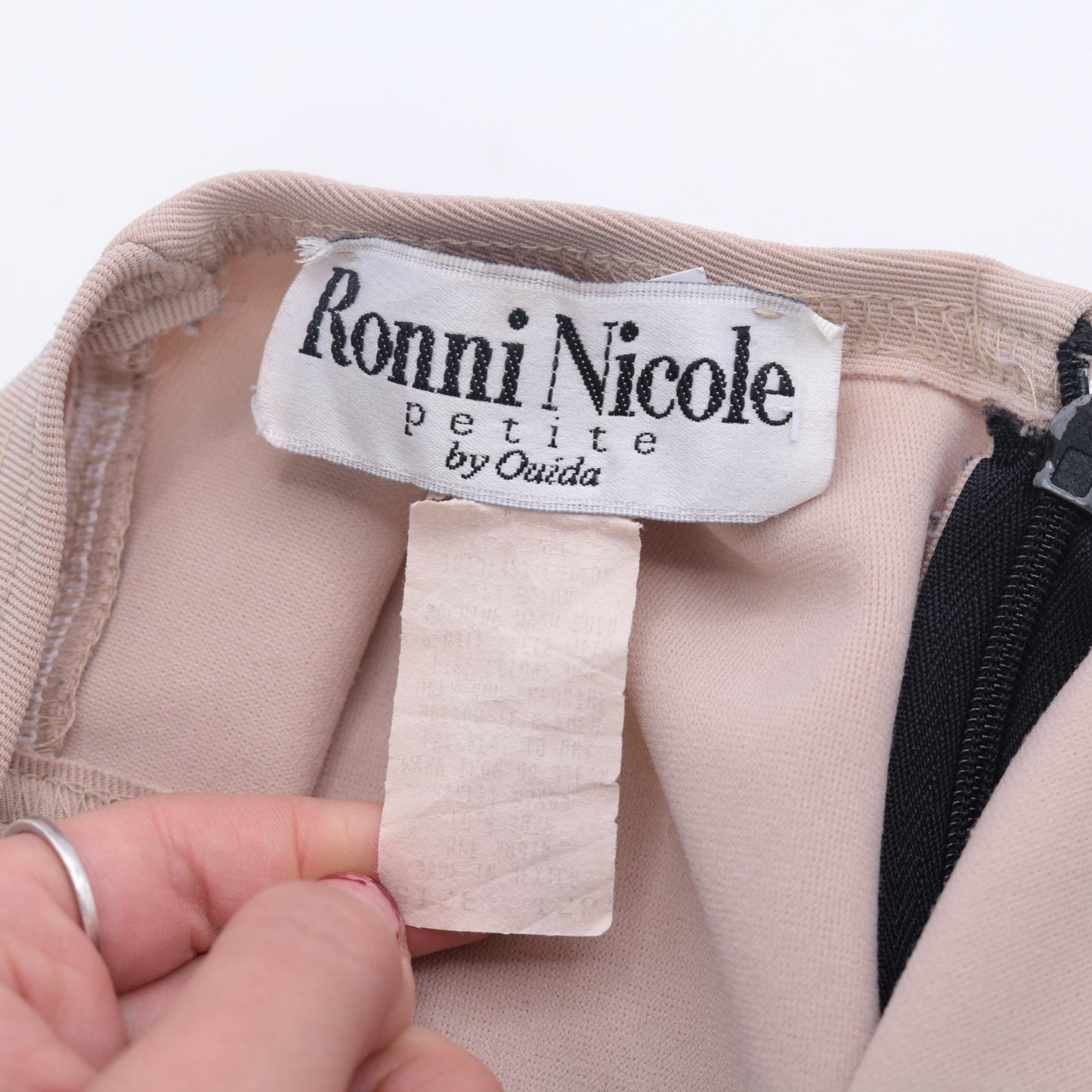 90s Ronni Nicole Petite Color Block Mini Dress Leopard Trim Beige Black Medium