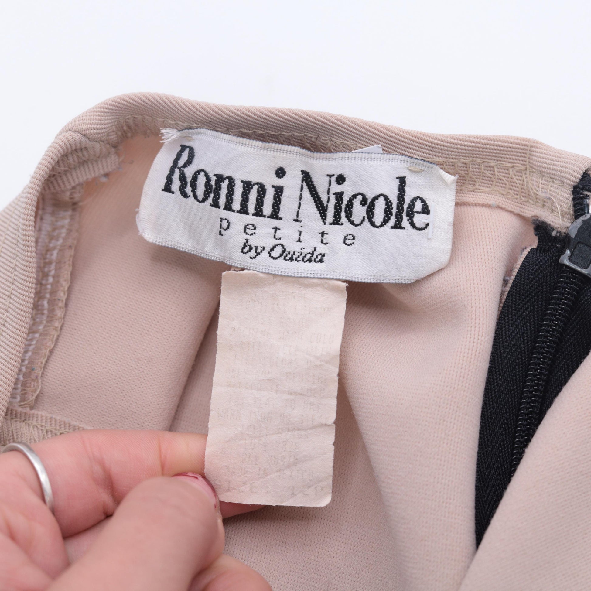 90s Ronni Nicole Petite Color Block Mini Dress Leopard Trim Beige Black Medium