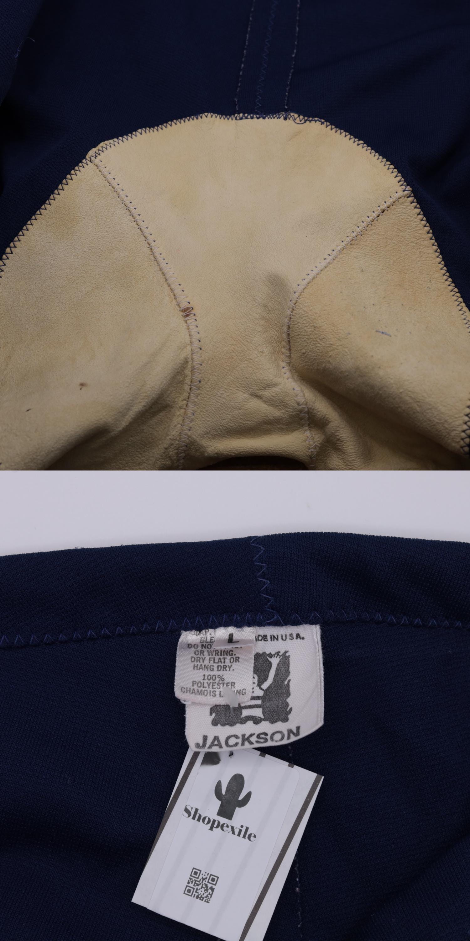 80s Navy Cycling Shorts National Park Patches High Waist Leather Chamois Medium