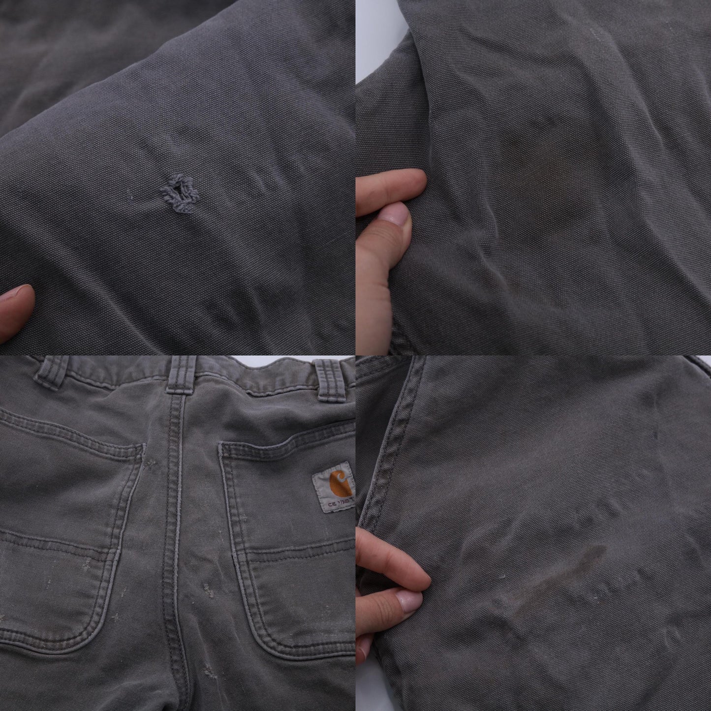 Y2K Carhartt Olive Canvas Work Pants Distressed Straight Leg 32x32 Men's