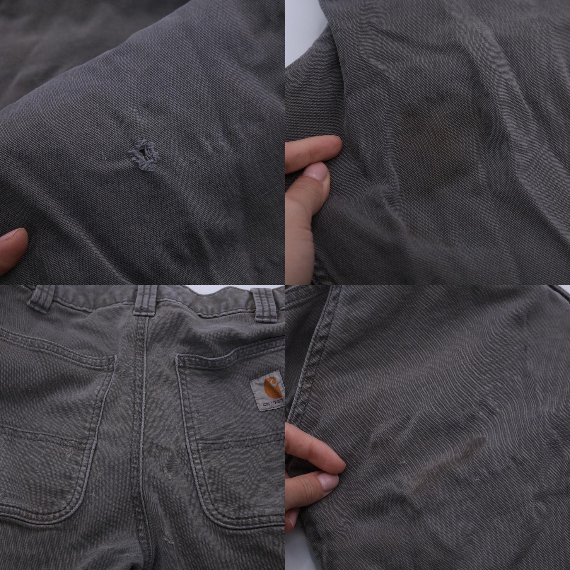 Y2K Carhartt Olive Canvas Work Pants Distressed Straight Leg 32x32 Men's