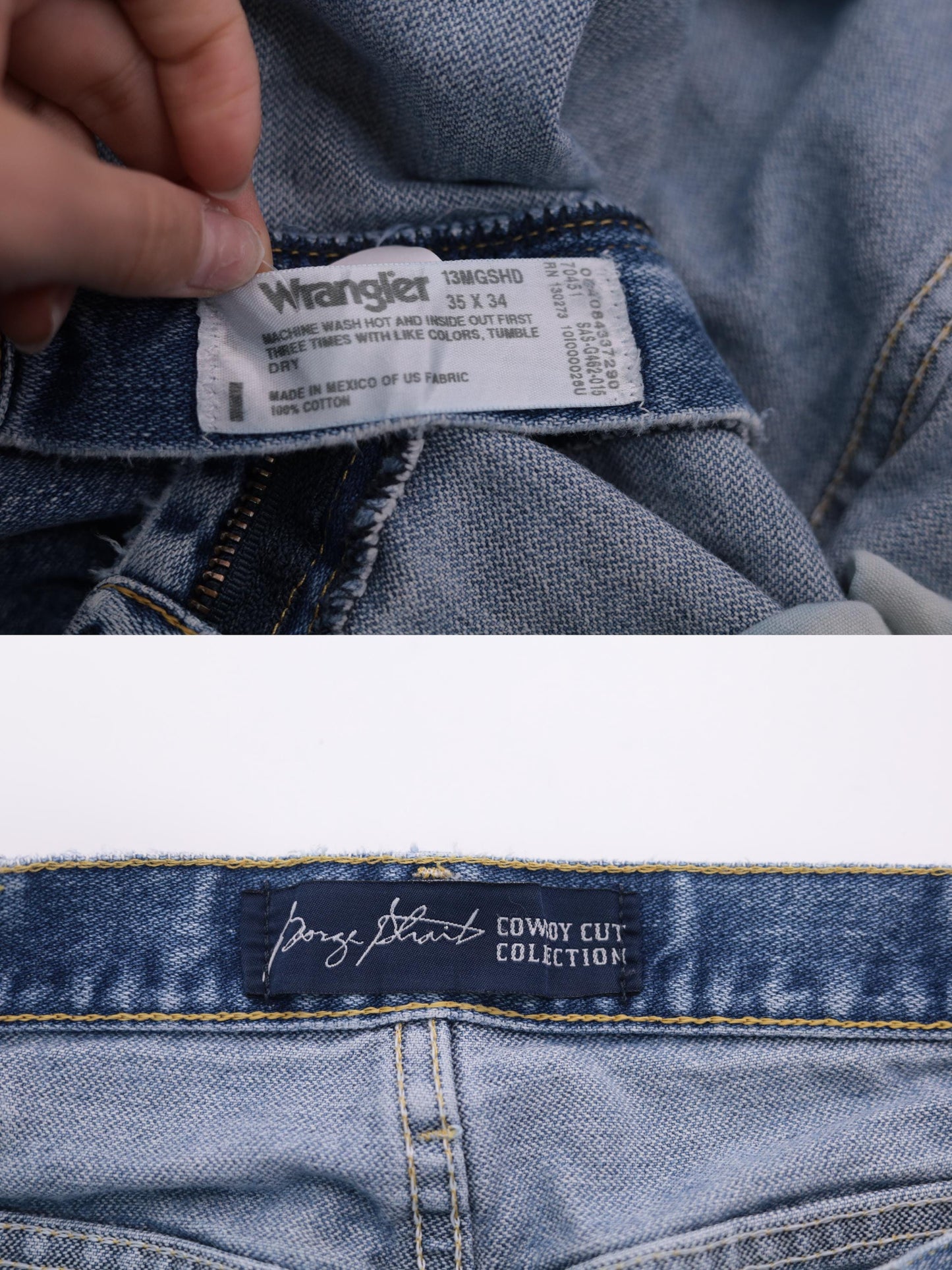 90s Wrangler George Strait Cowboy Cut Jeans Blue High Rise Straight Leg 35x34