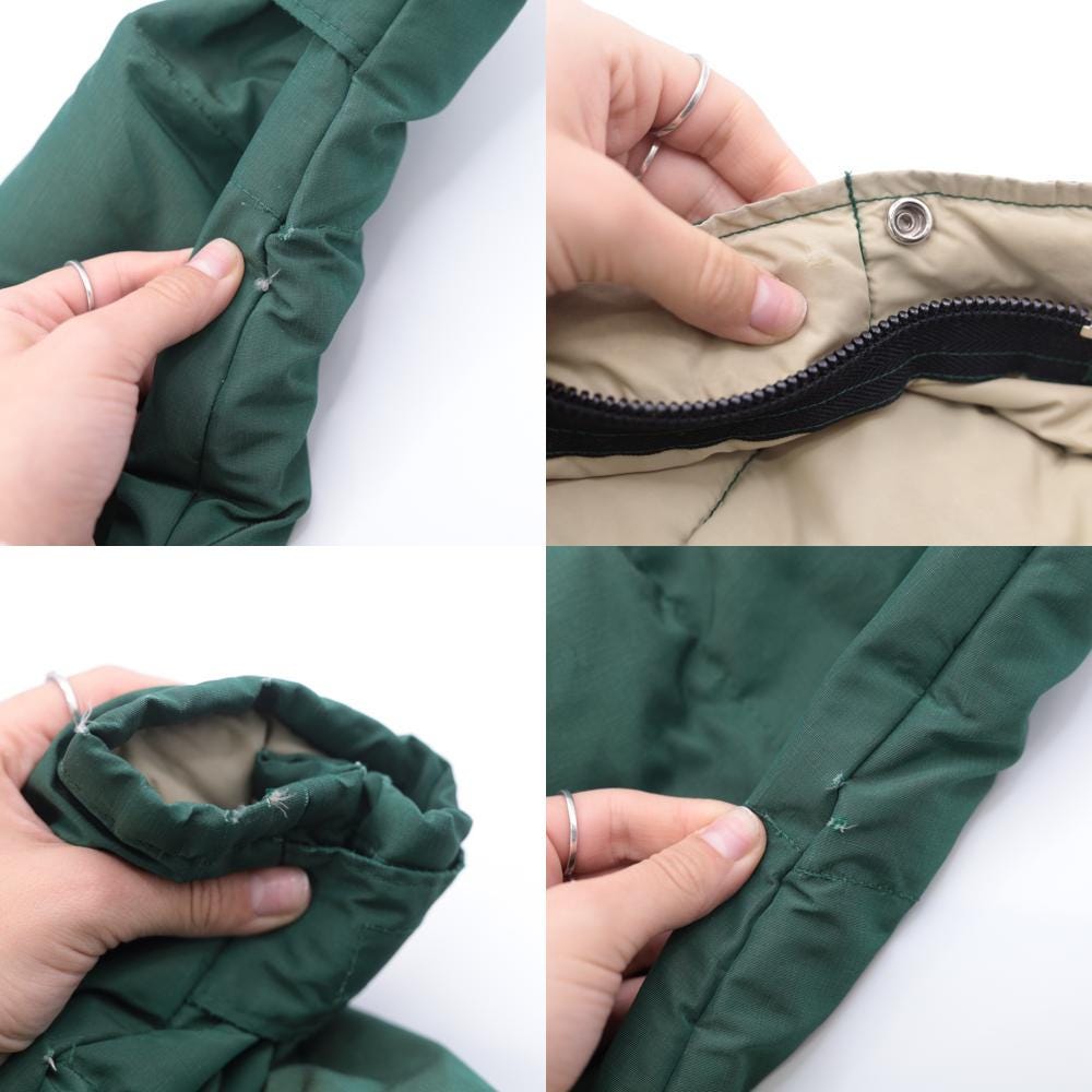 80s Green Down Puffer Jacket Nylon Ski Coat Snap Front Large L