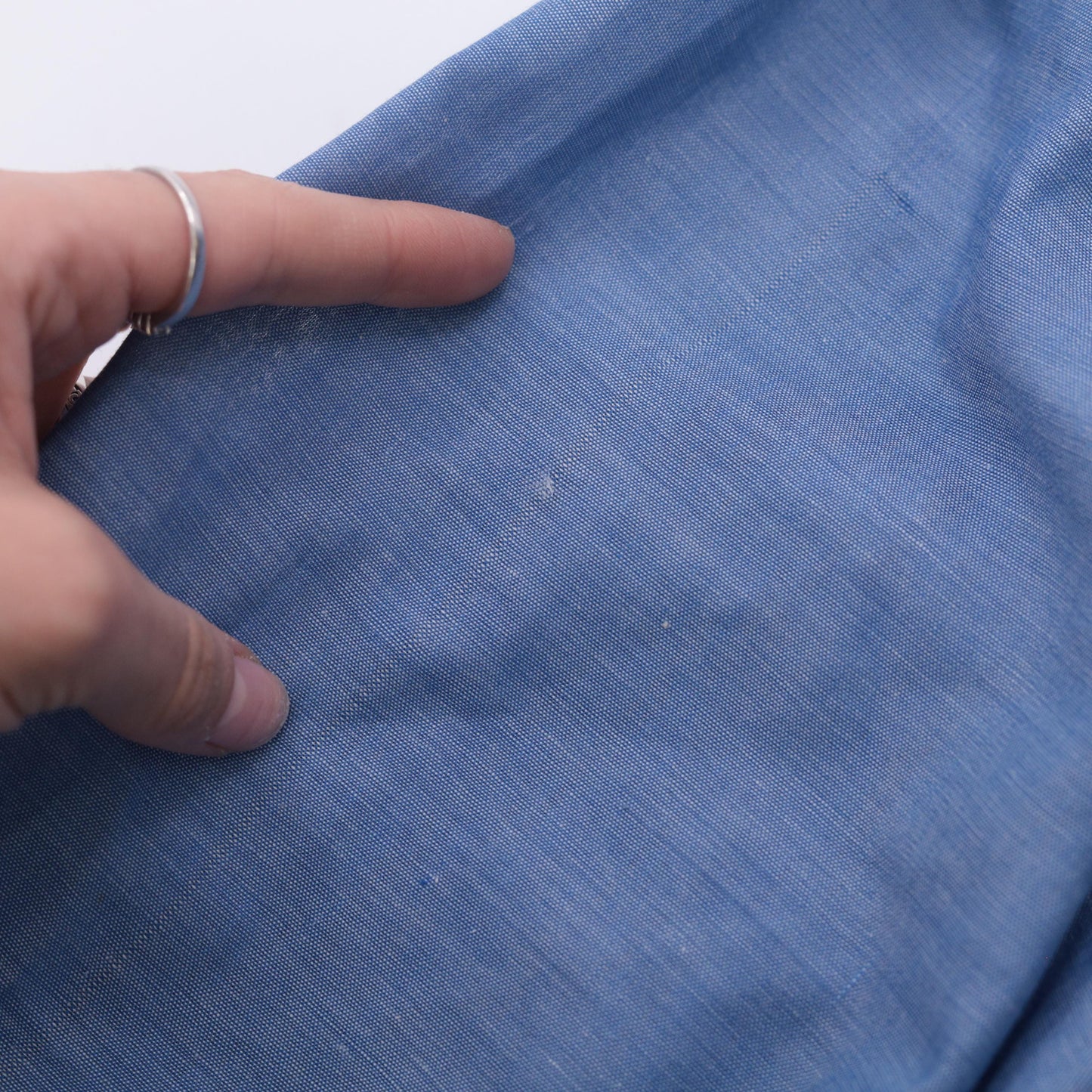 70s Alice of California Blue Puff Sleeve Button-Up Blouse Scoop Neck Small