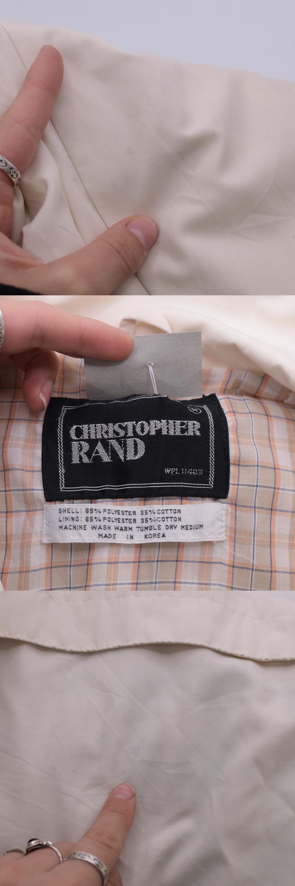 80s Christopher Rand Cream Windbreaker Jacket Plaid Lined Knit Cuff Medium