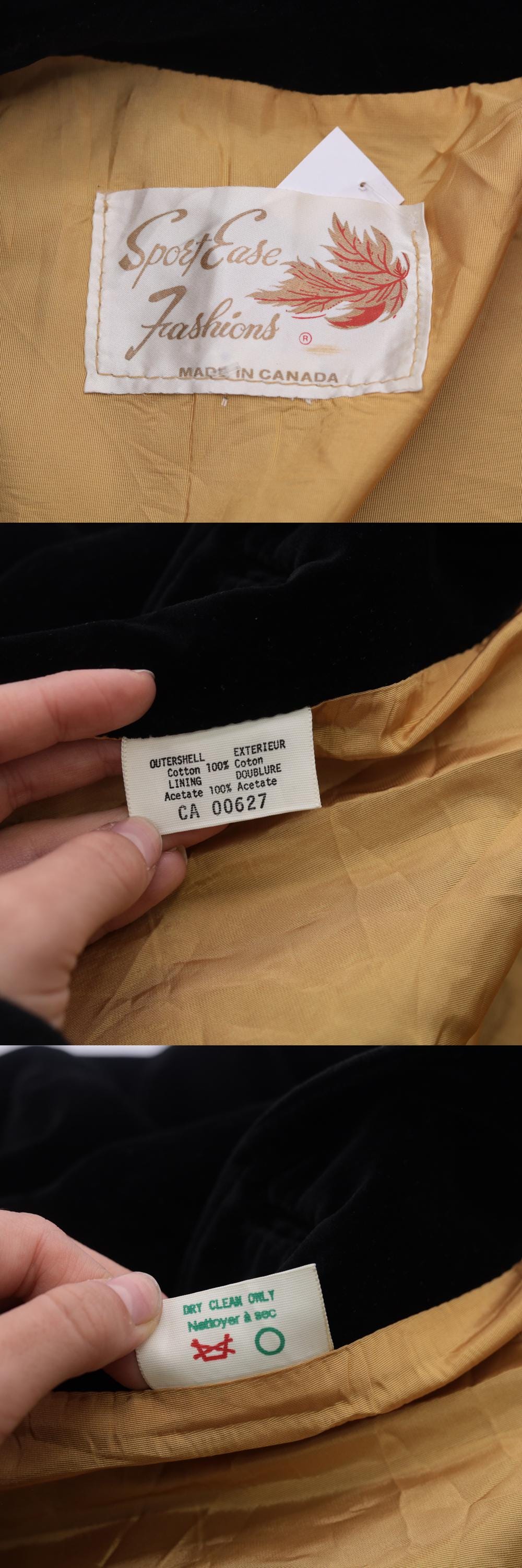 80s Black Velvet Blazer Tailored Button-Up Jacket Medium