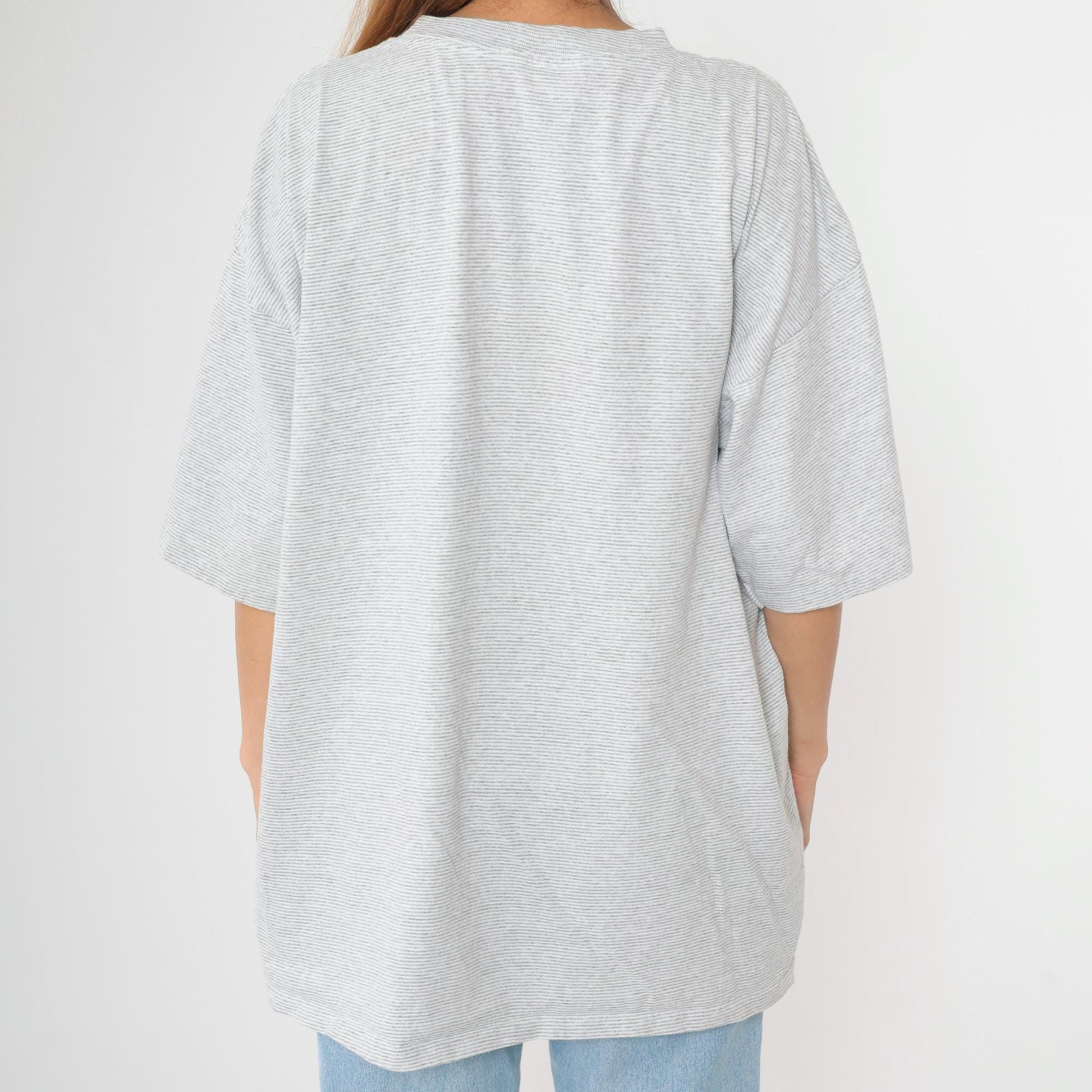 90s Hilton Head Island Sailboat Graphic T-Shirt Grey Striped Crewneck XXL