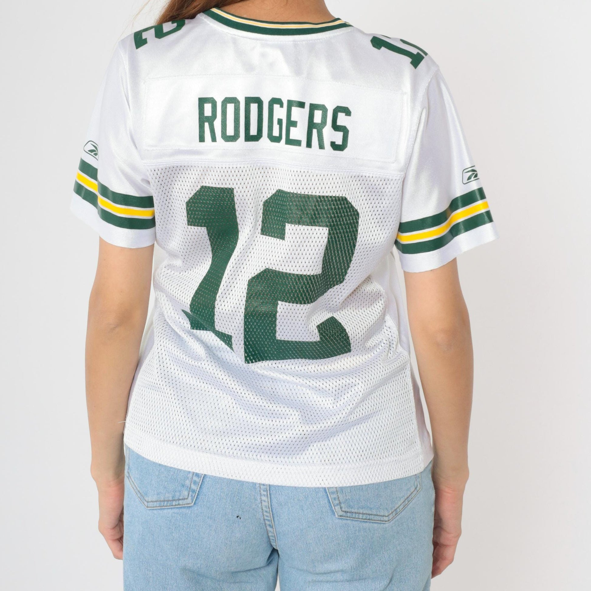 Aaron Rodgers Green Bay Packers Jersey Reebok NFL 2000s White Mesh Medium