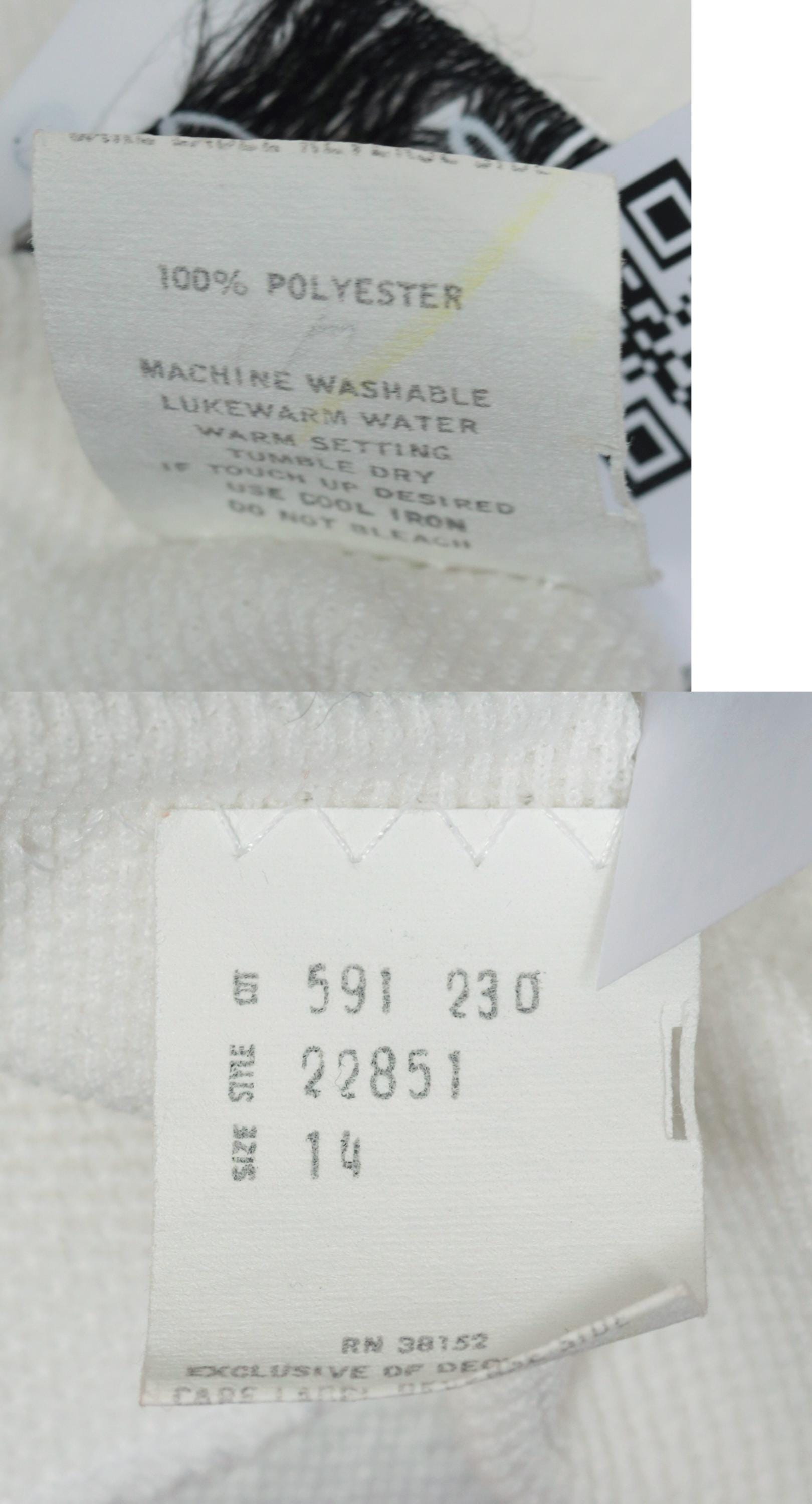70s White Textured Polyester Blazer Button-Up Jacket Deep V Small