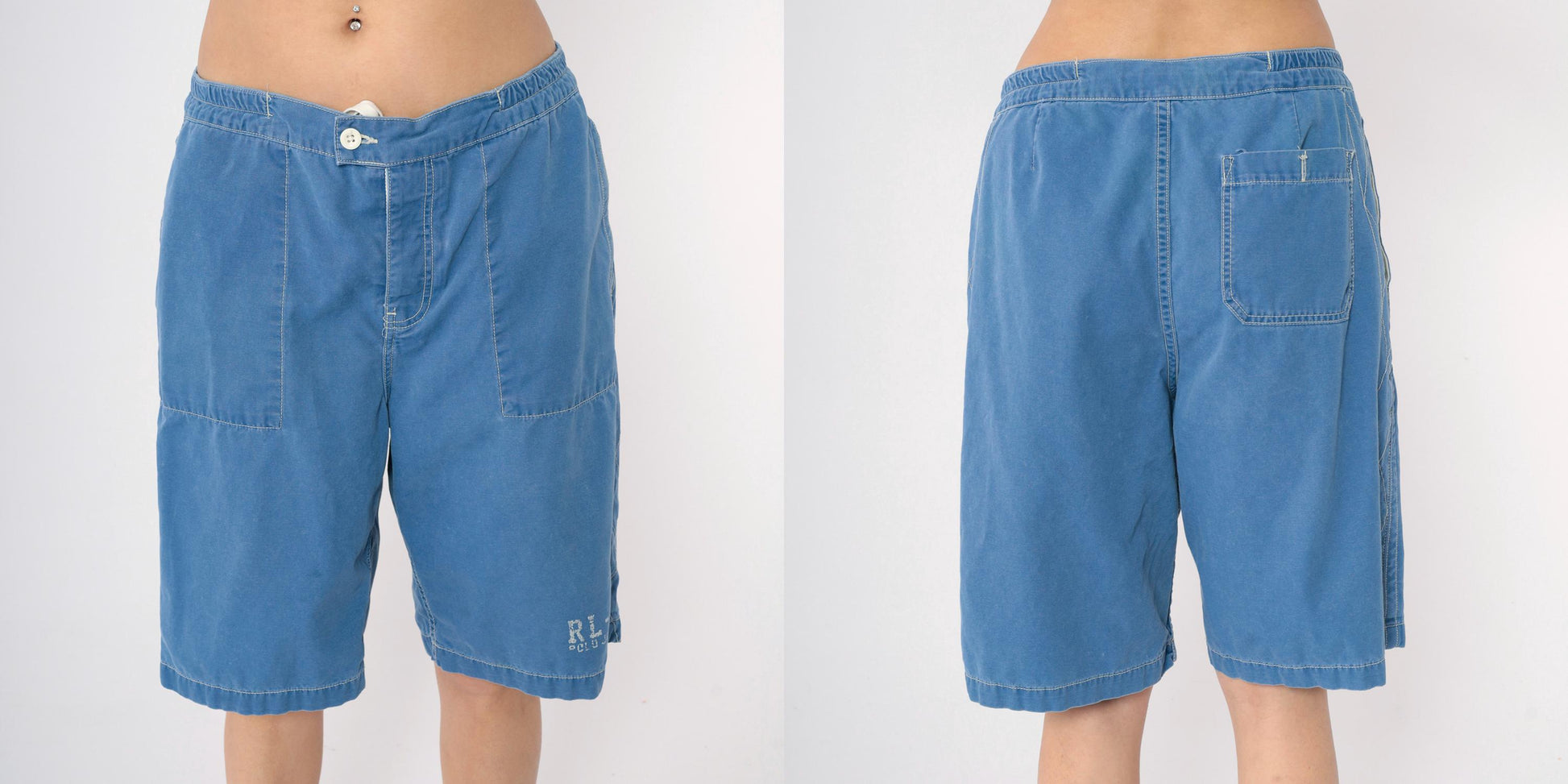 Y2K Ralph Lauren Polo Jeans Co. Board Shorts Blue Cotton Button Fly Medium M