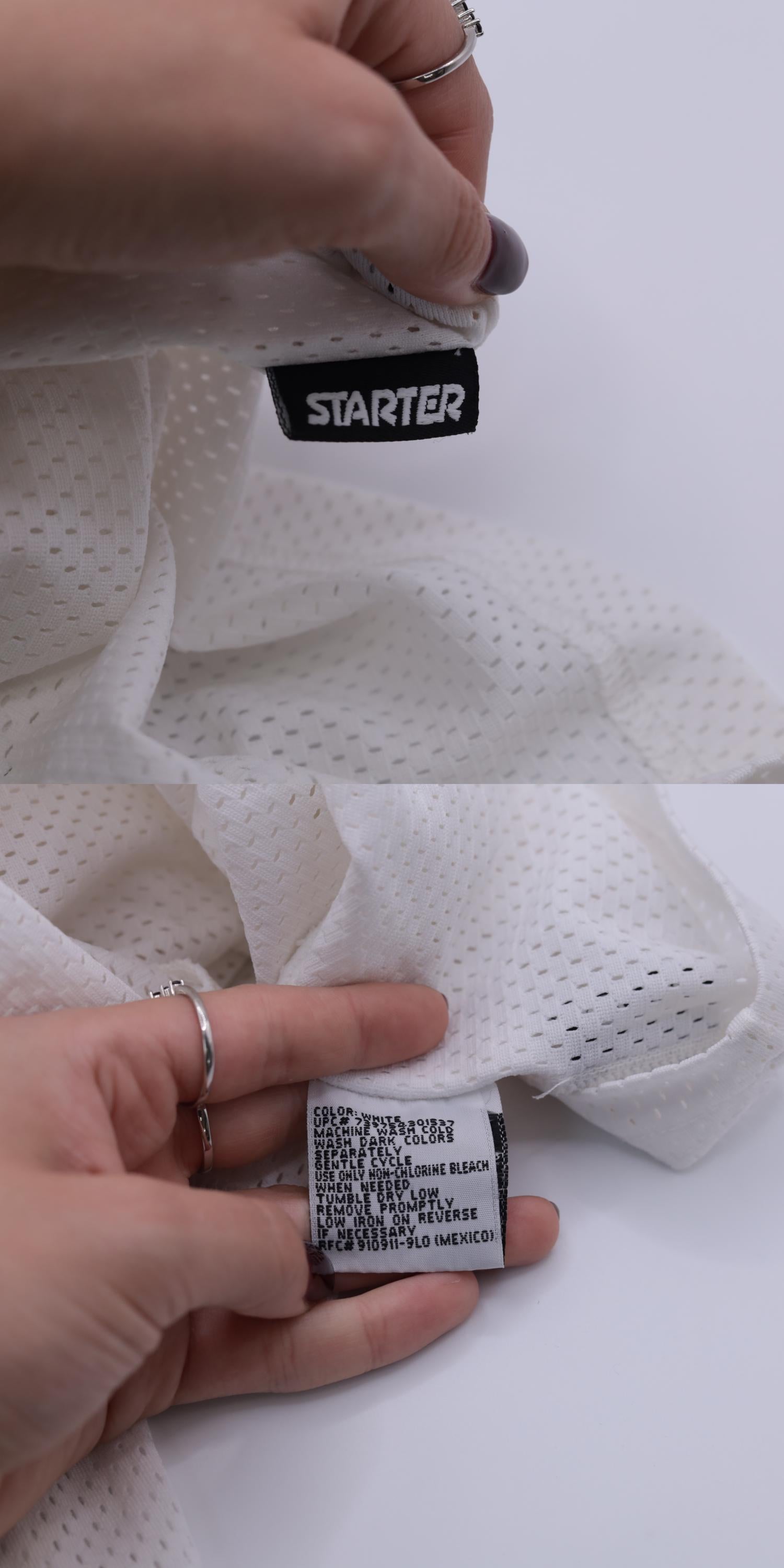 90s Starter White Mesh Jersey Ringer Crewneck Medium