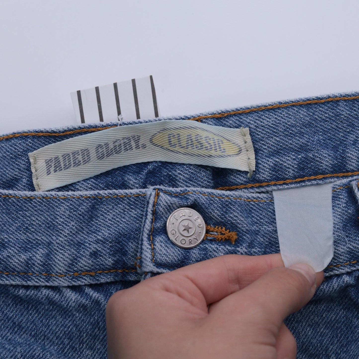 90s Faded Glory High-Waist Denim Shorts Blue Large