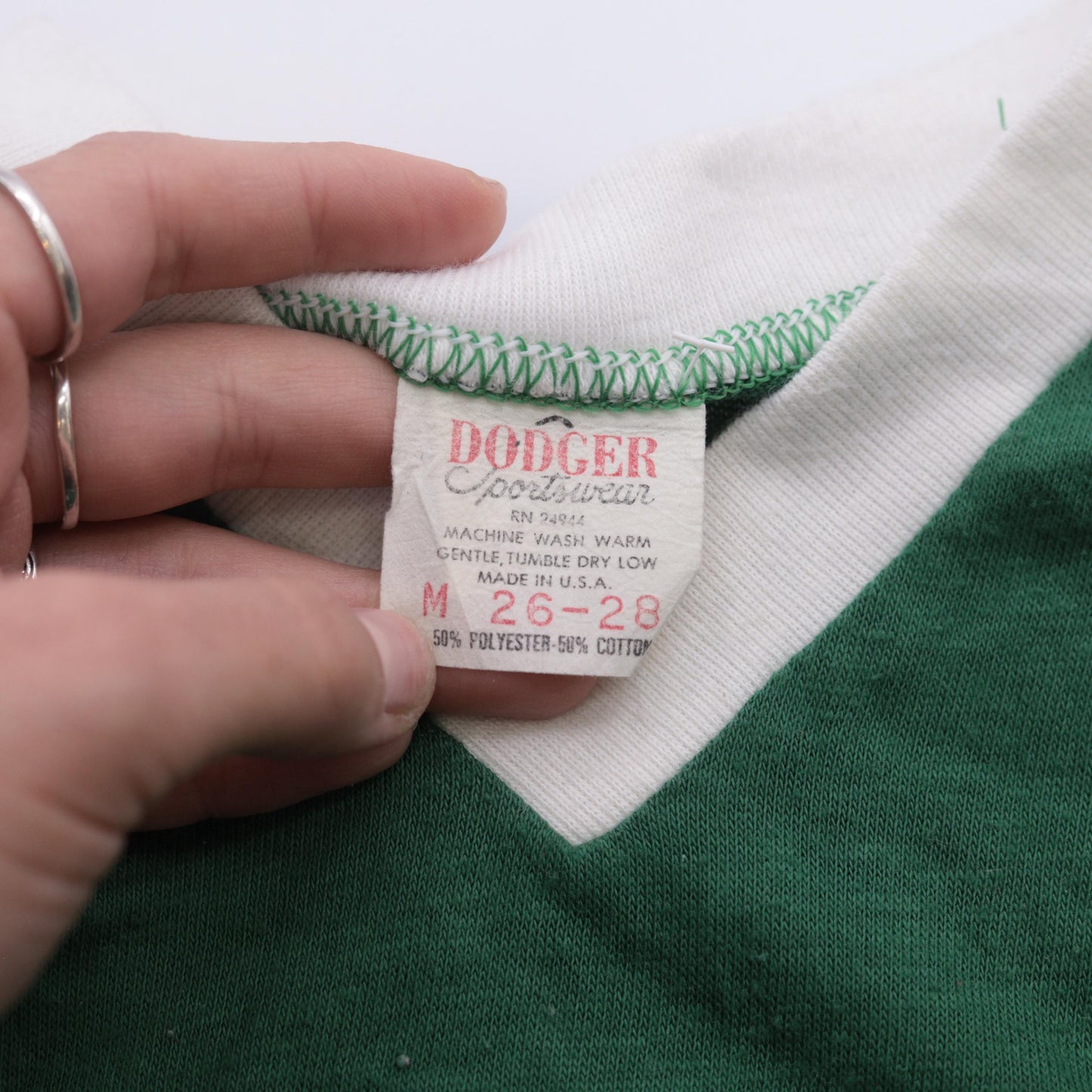 80s Lucky Leprechauns Sara Green Mesh Raglan V-Neck Ringer Tee 2XS
