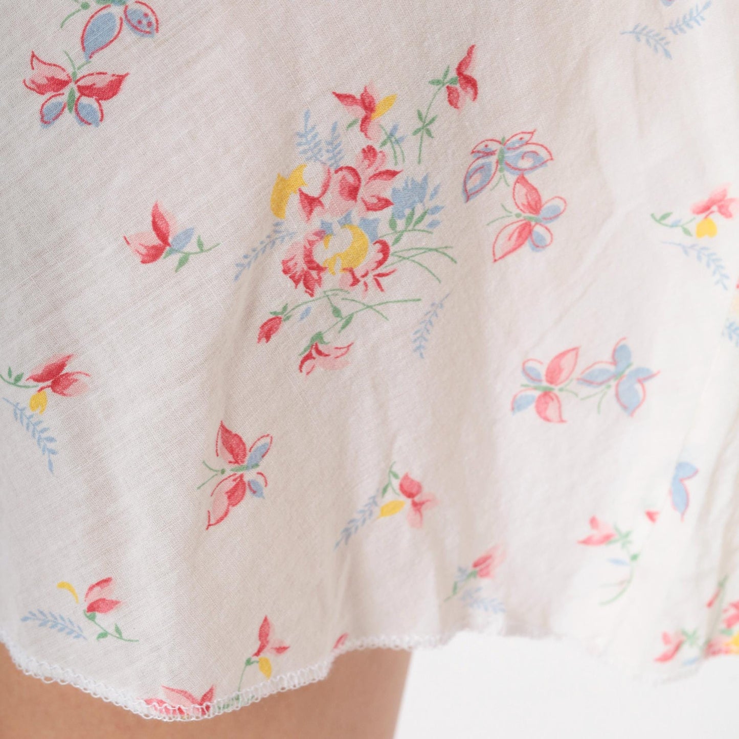 70s Floral Butterfly Slip Dress White Eyelet Lace Mini V-Neck Medium