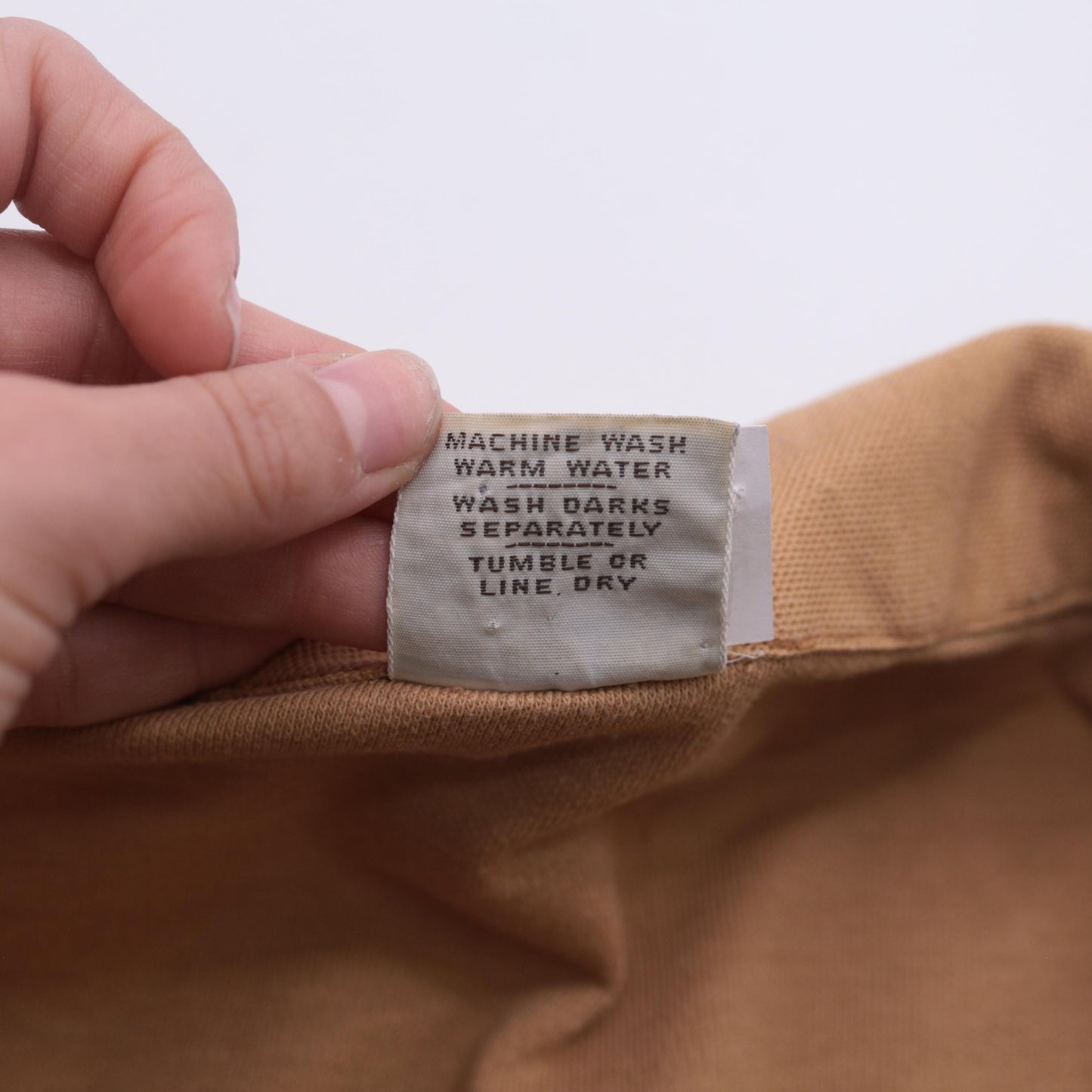 70s Tan Polo Shirt Brown Trim Collared Short Sleeve Men's Large