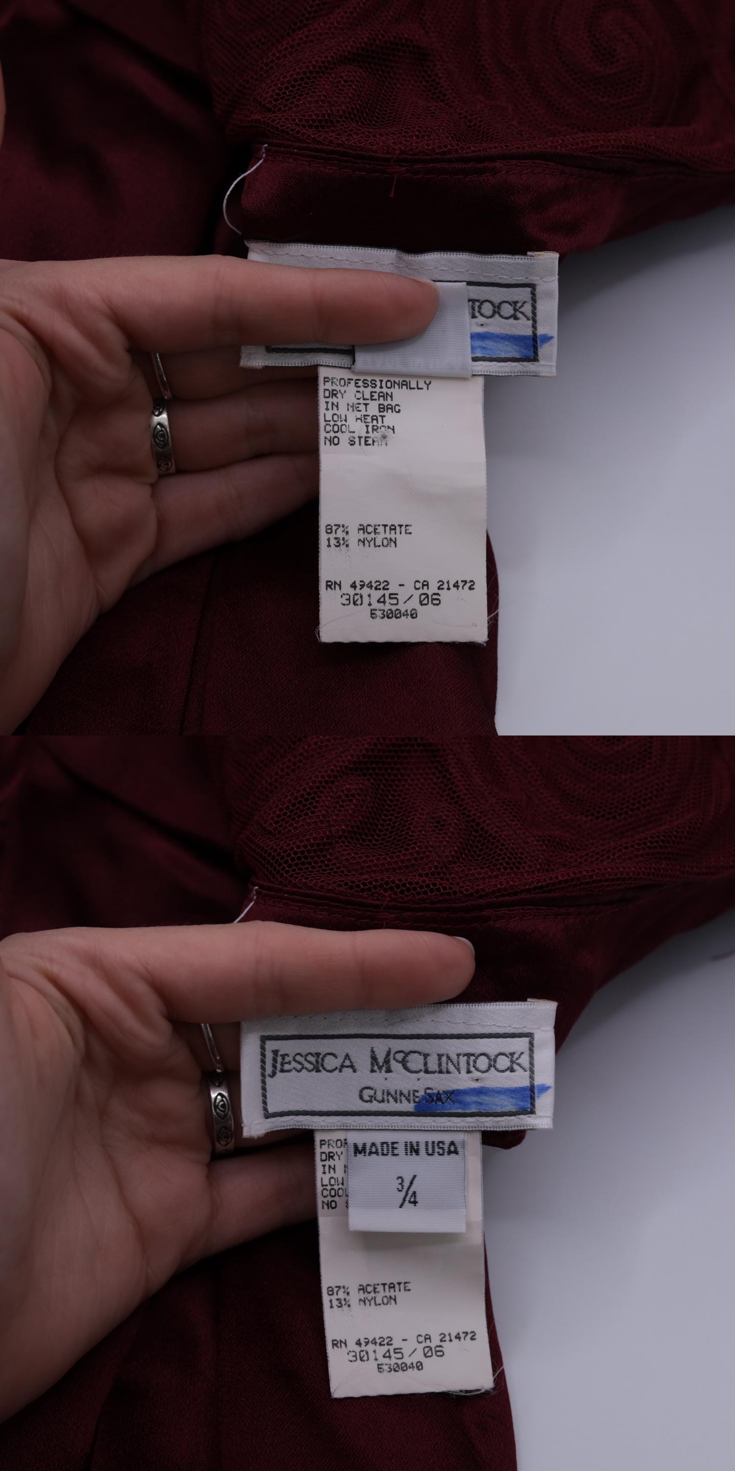 90s Jessica McClintock Gunne Sax Burgundy Satin Mini Halter Dress XS