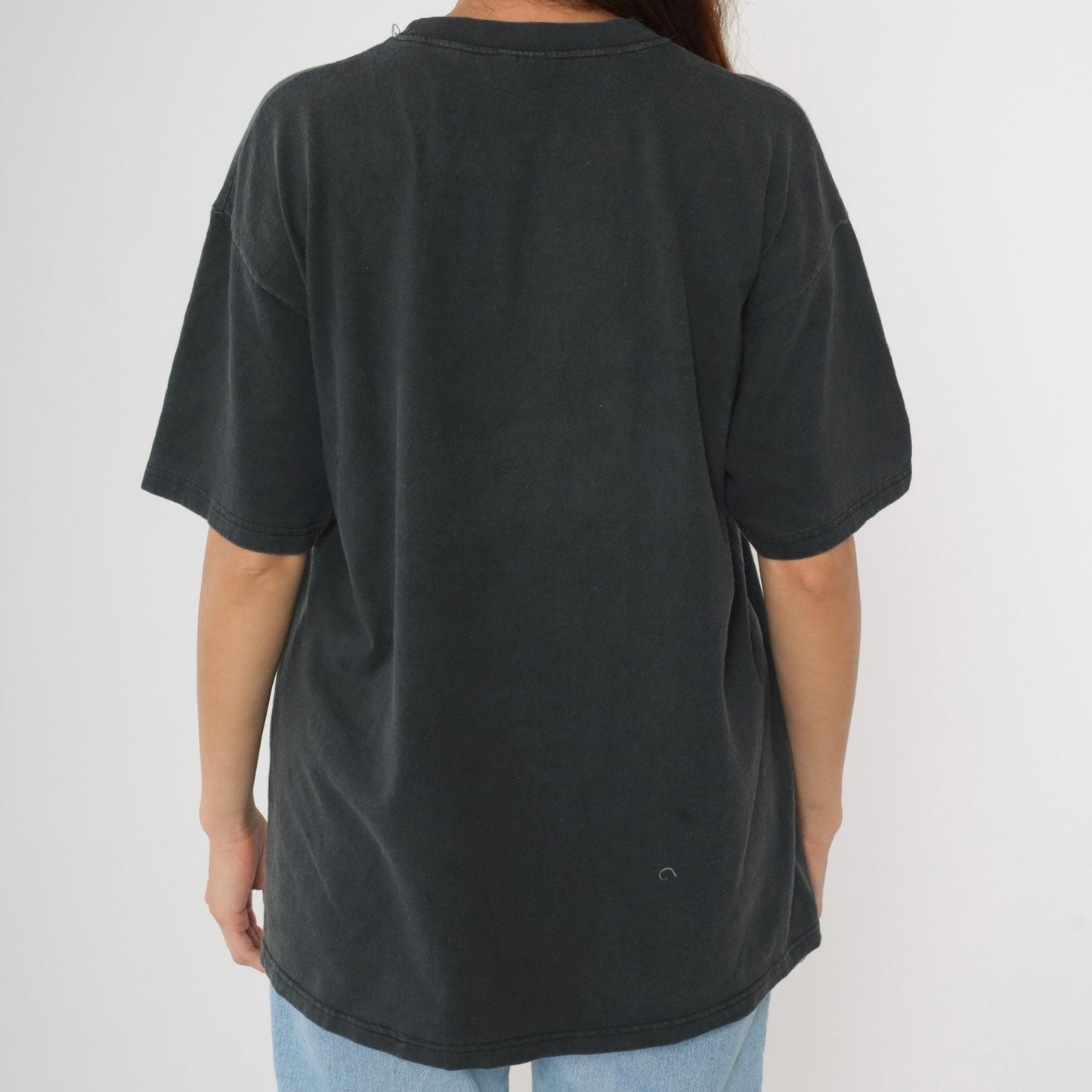 Y2K Farm Windmill Sunflower Graphic T-Shirt Black Cotton Crewneck Medium