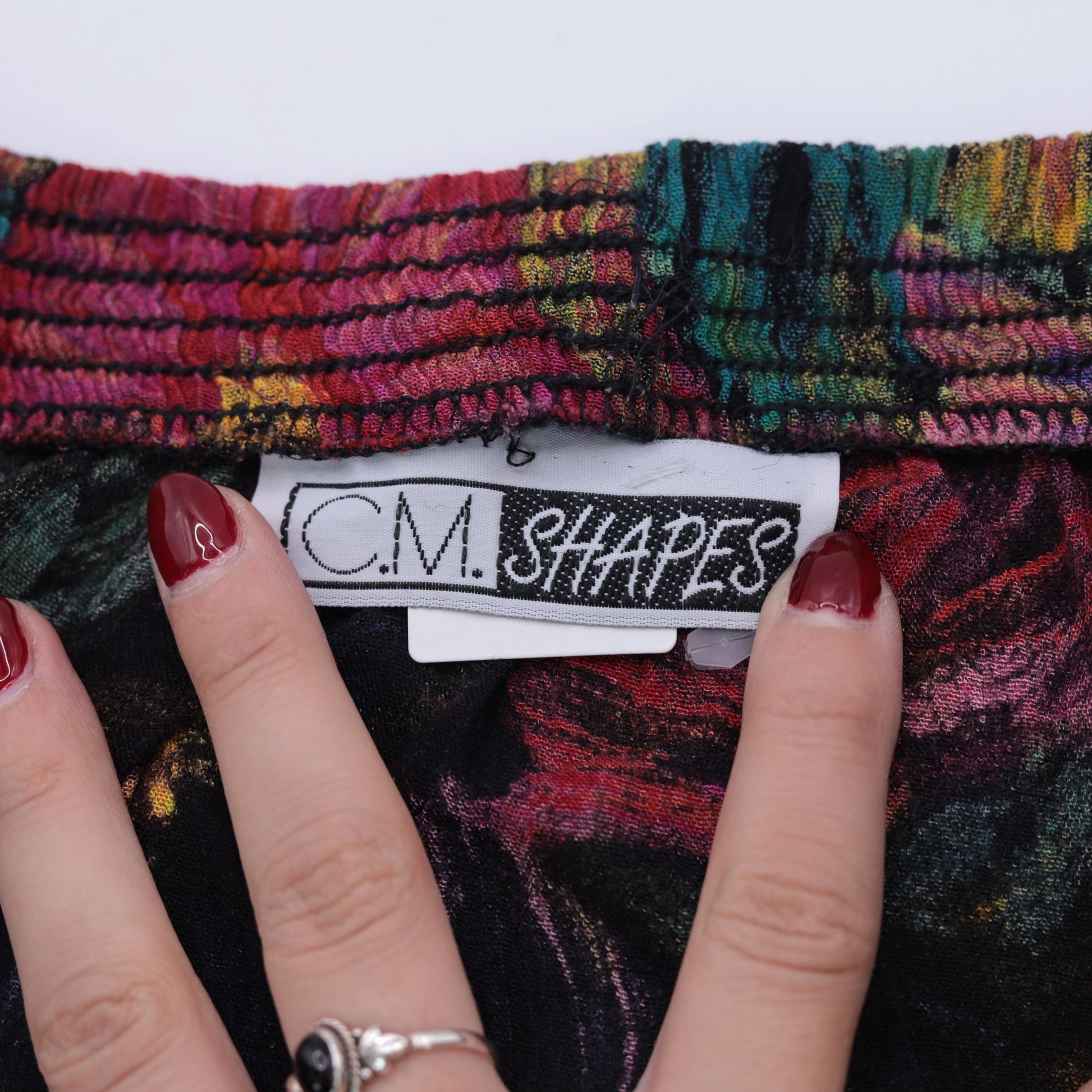90s Floral Midi Skirt Watercolor Print High Elastic Waist Multicolor Large