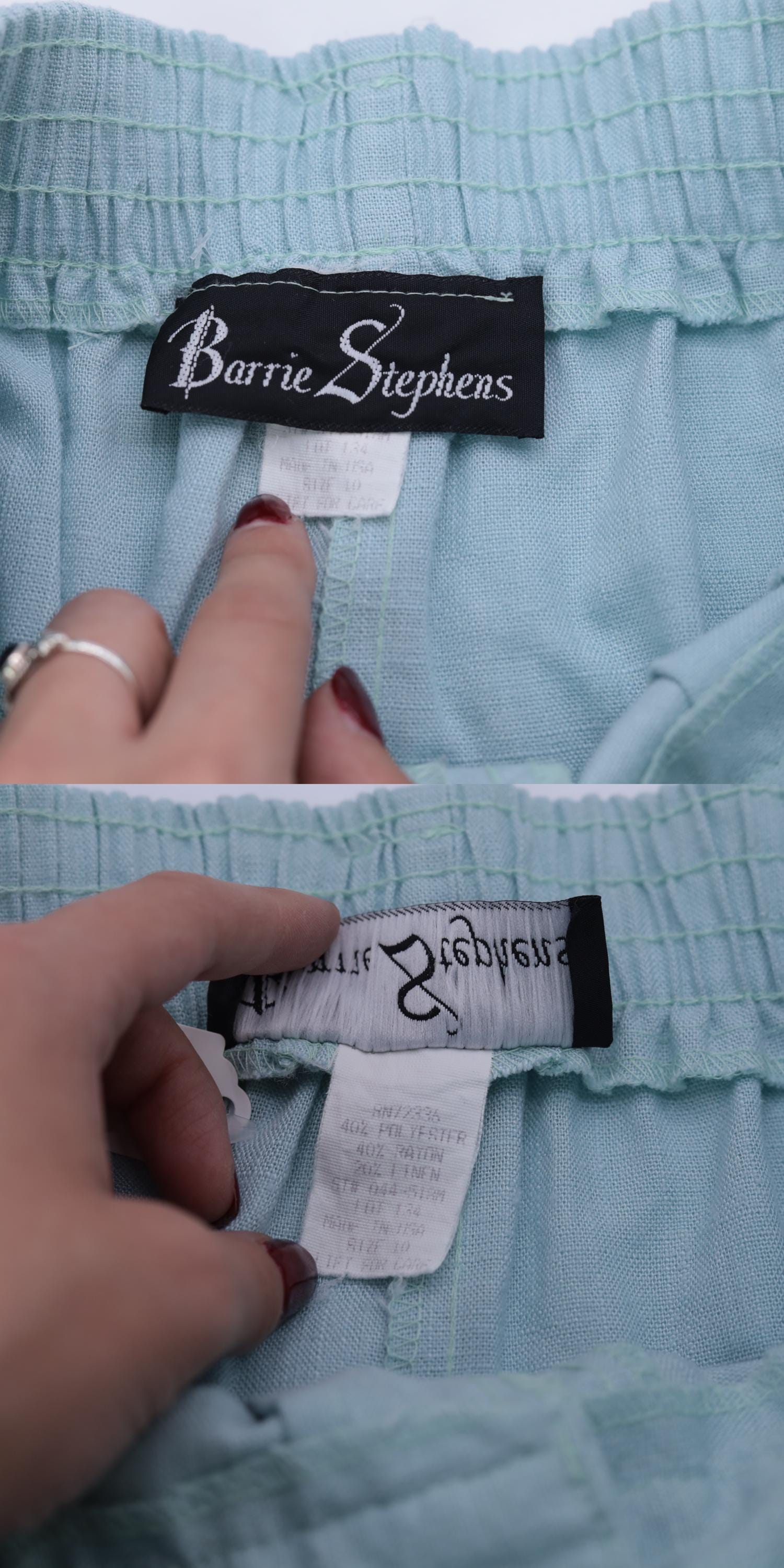 80s Light Blue Pleated High-Waist Shorts Linen Blend Wide Leg Small