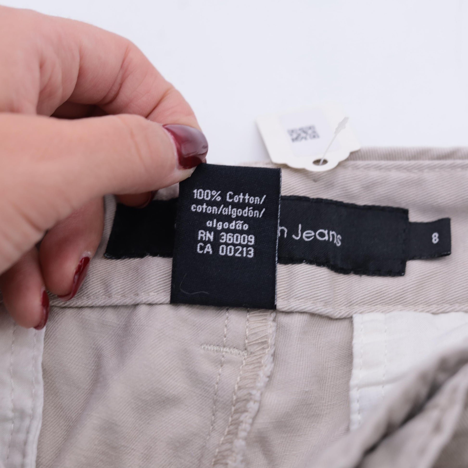 Calvin Klein Jeans Khaki Chino Shorts Mid Rise Cotton Beige Size 8