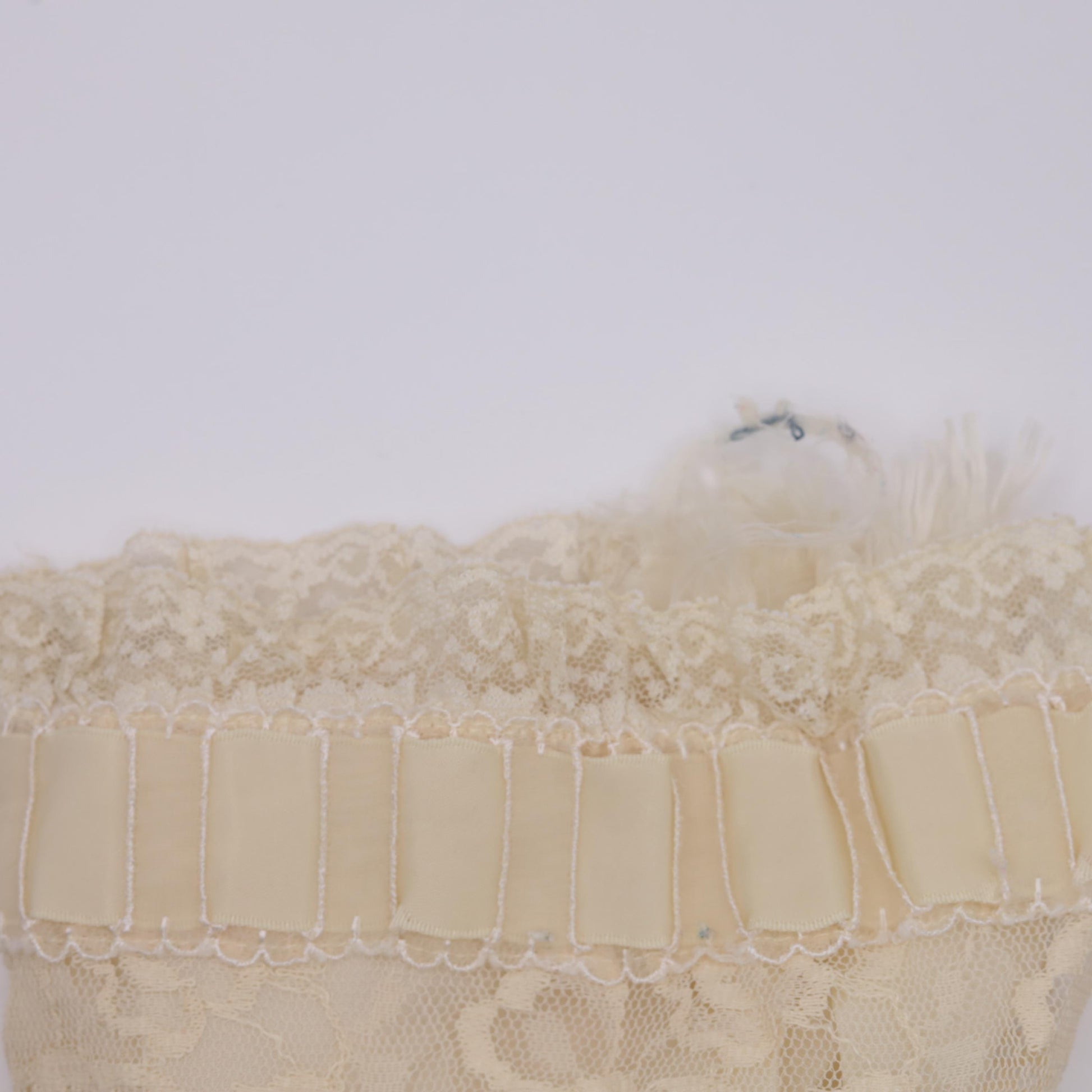 1960s Cream Lace Nightgown Peter Pan Collar Snap Front Small