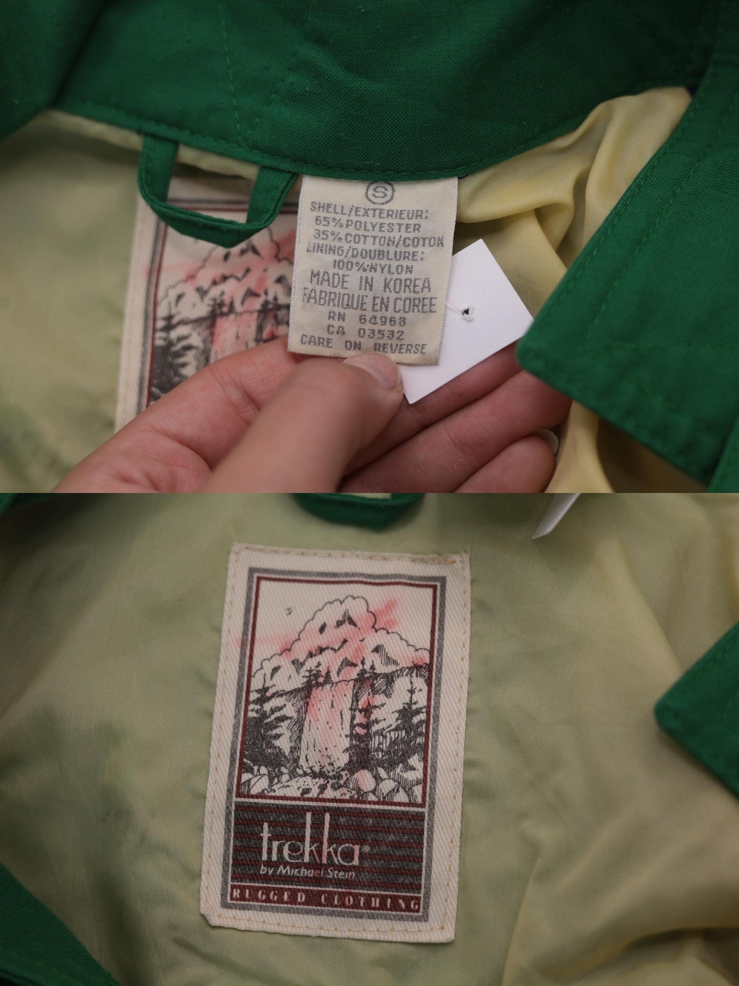 80s Trekka Outdoor Windbreaker Jacket Green Navy Two Tone Small