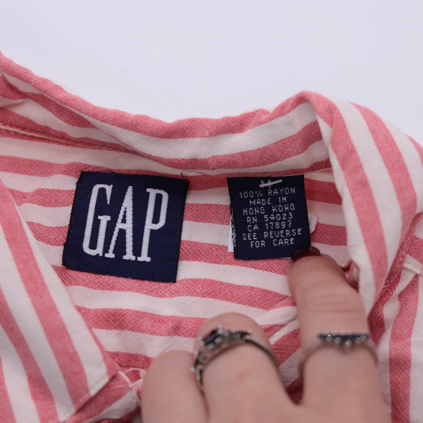 90s Gap Pink Striped Rayon Blouse Long Sleeve Button Up Chest Pocket Medium