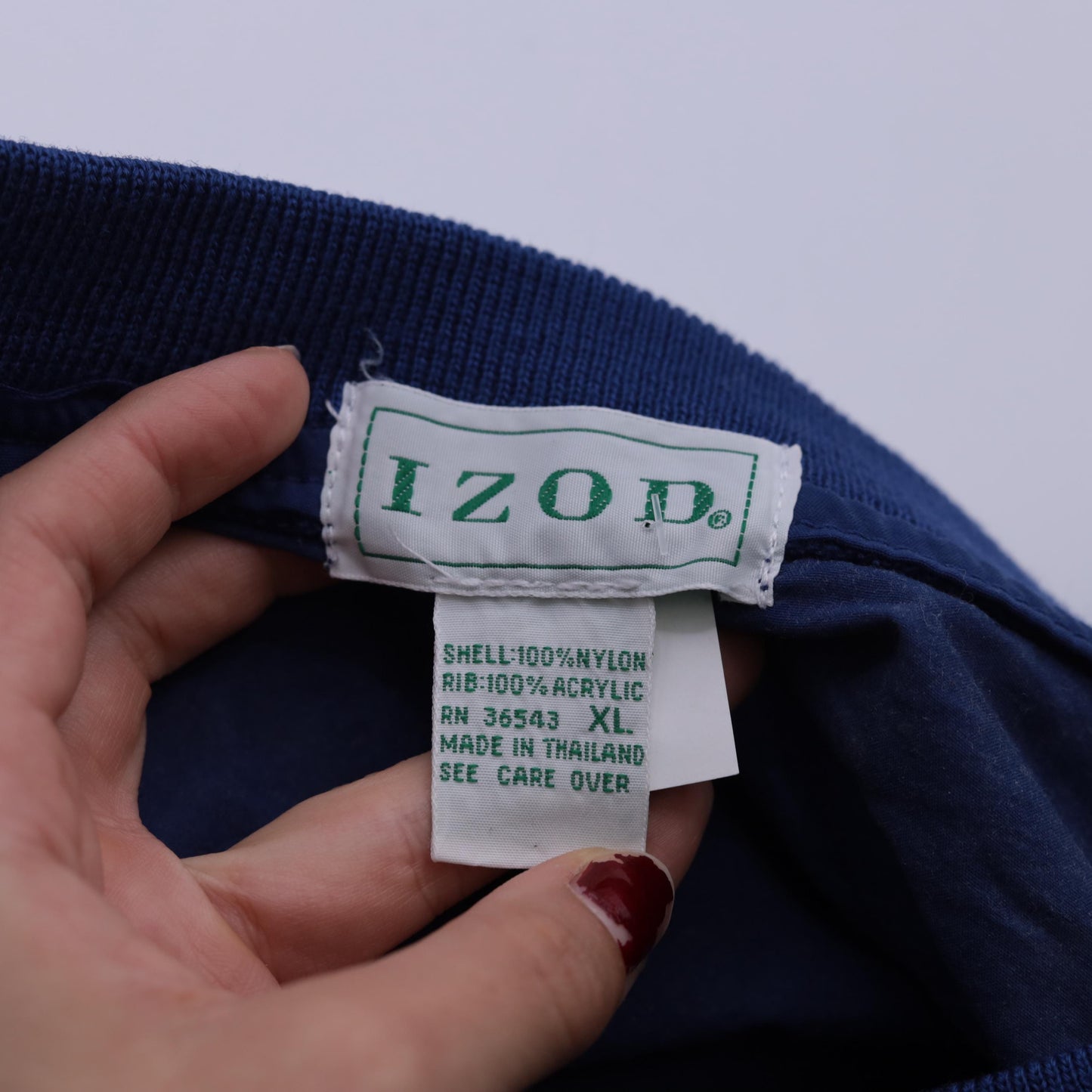 90s Izod Windbreaker Jacket Dark Blue V-Neck Pullover Nylon Extra Large XL