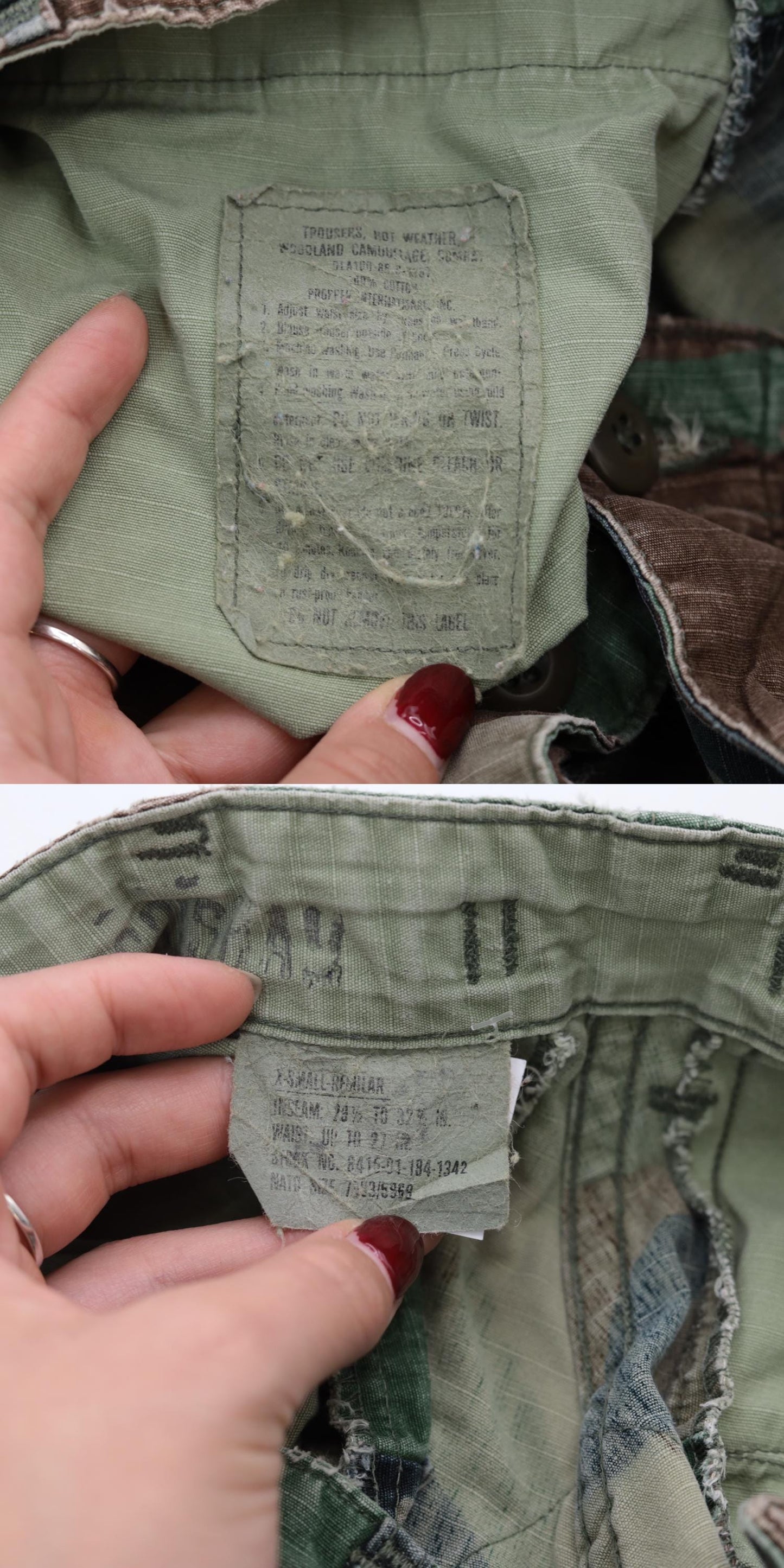 80s Woodland Camo Ripstop Cargo Pants Military BDU XS Regular