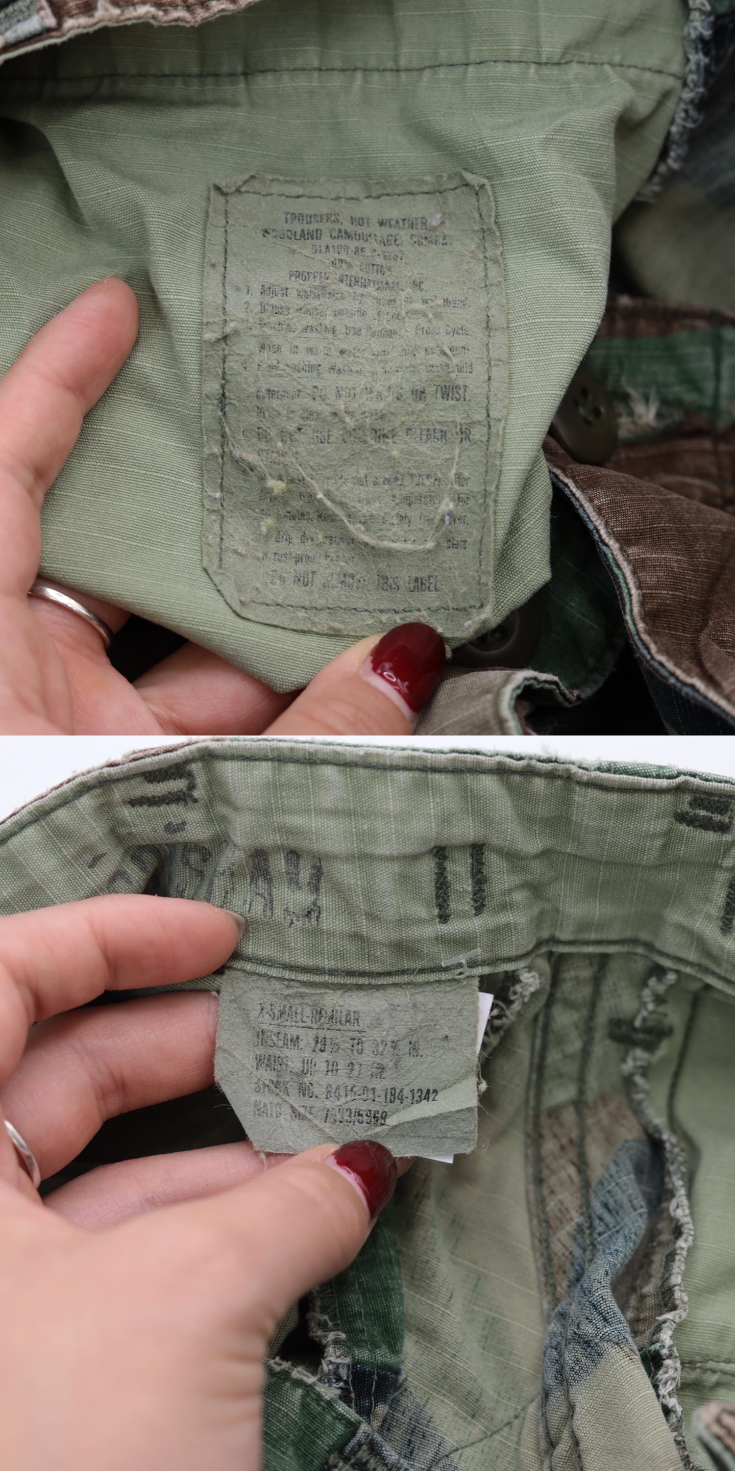 80s Woodland Camo Ripstop Cargo Pants Military BDU XS Regular
