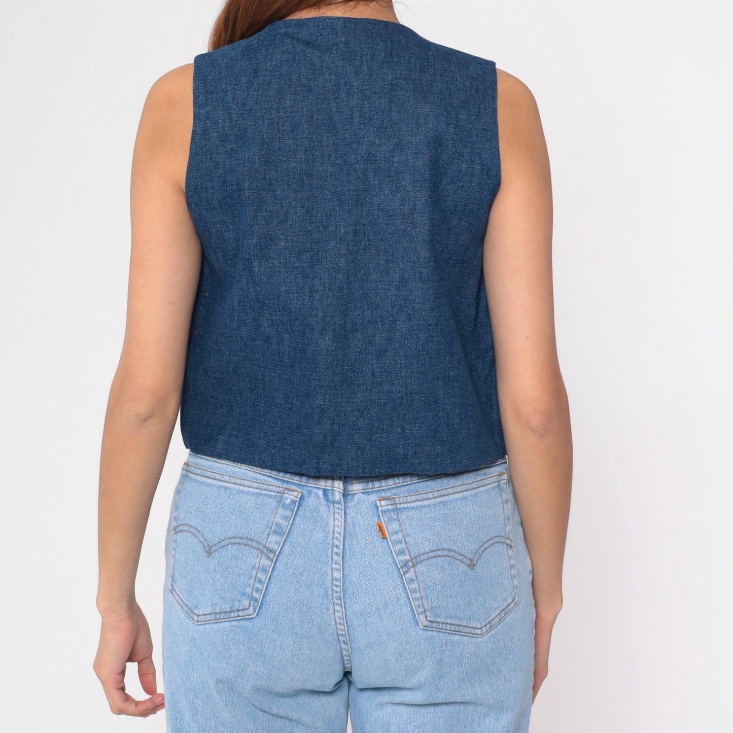 90s Reversible Patchwork Vest Chambray Plaid Floral Lace Heart Small