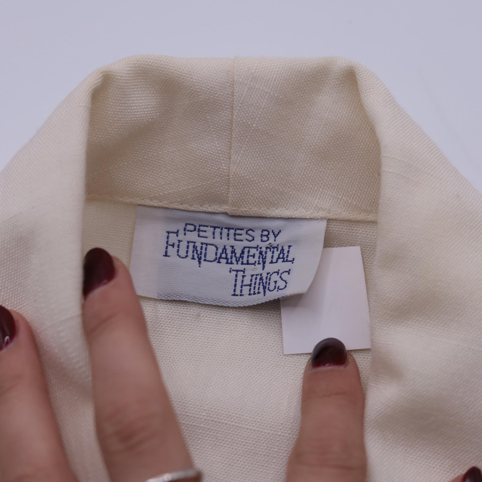 80s White Single Button Blazer Deep V Neck Structured Jacket Petite XS
