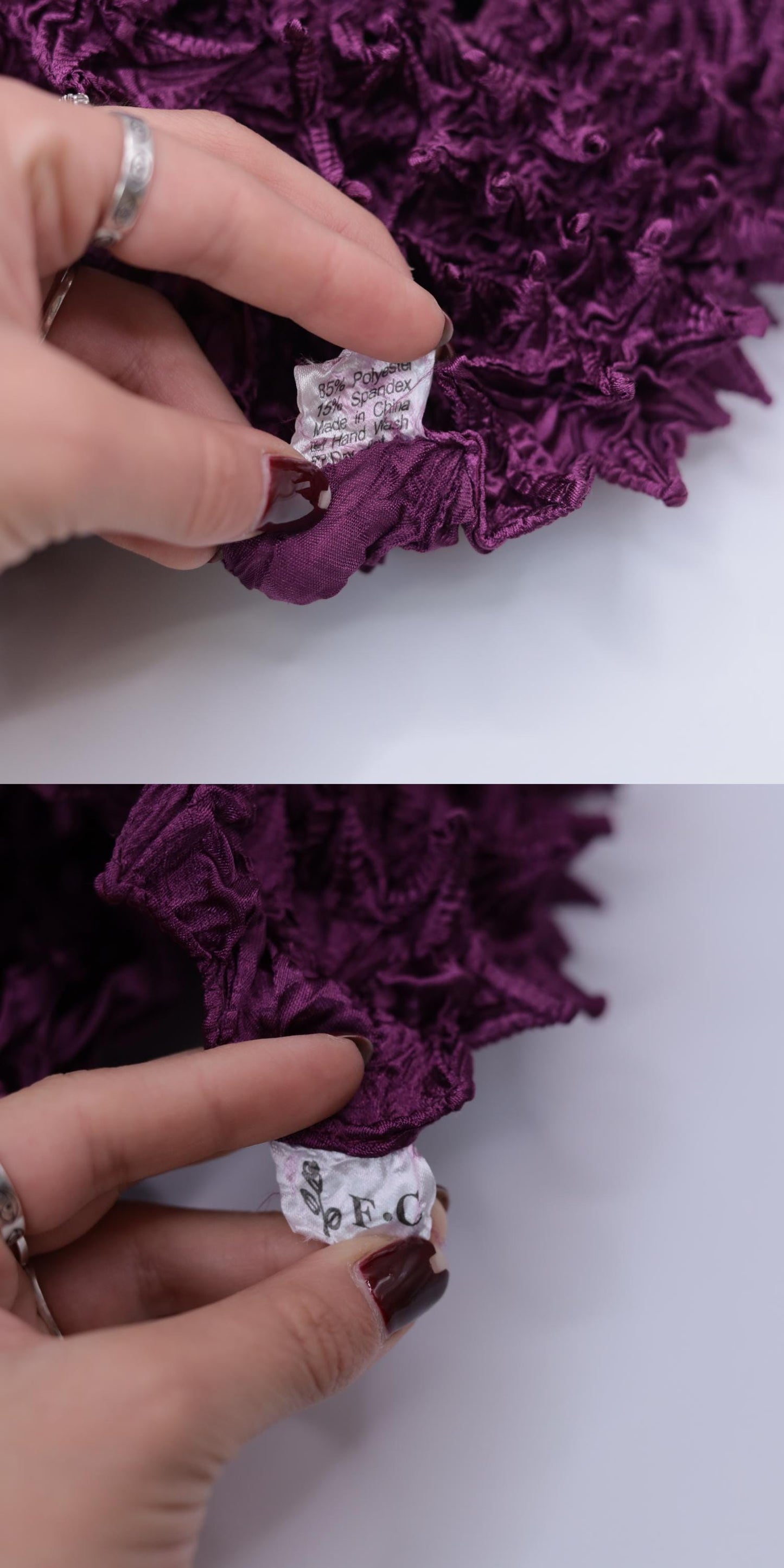 Y2K Purple Popcorn Textured Short Sleeve Top Small