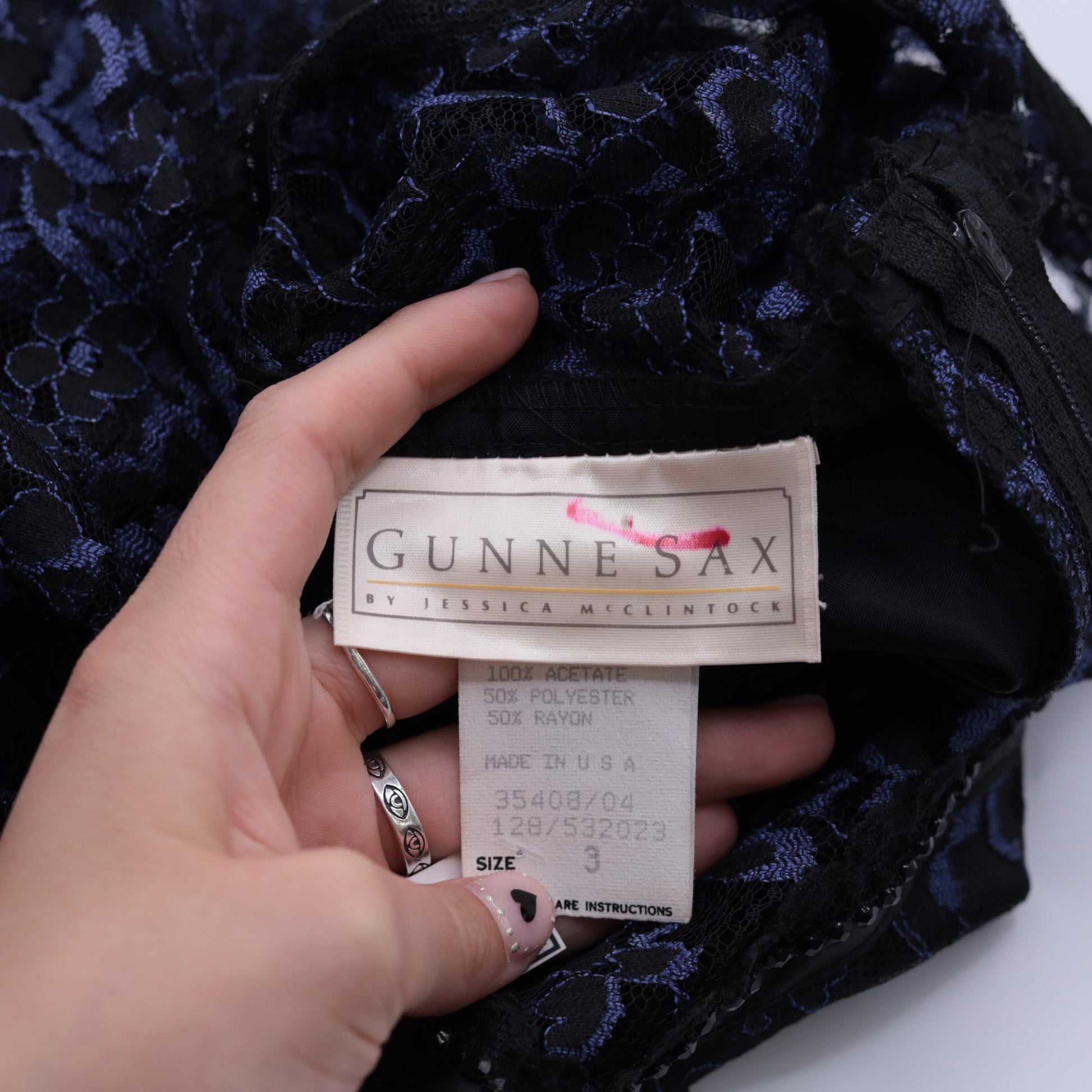80s Gunne Sax Black Lace Midi Dress Sweetheart Neckline Peplum Extra Small