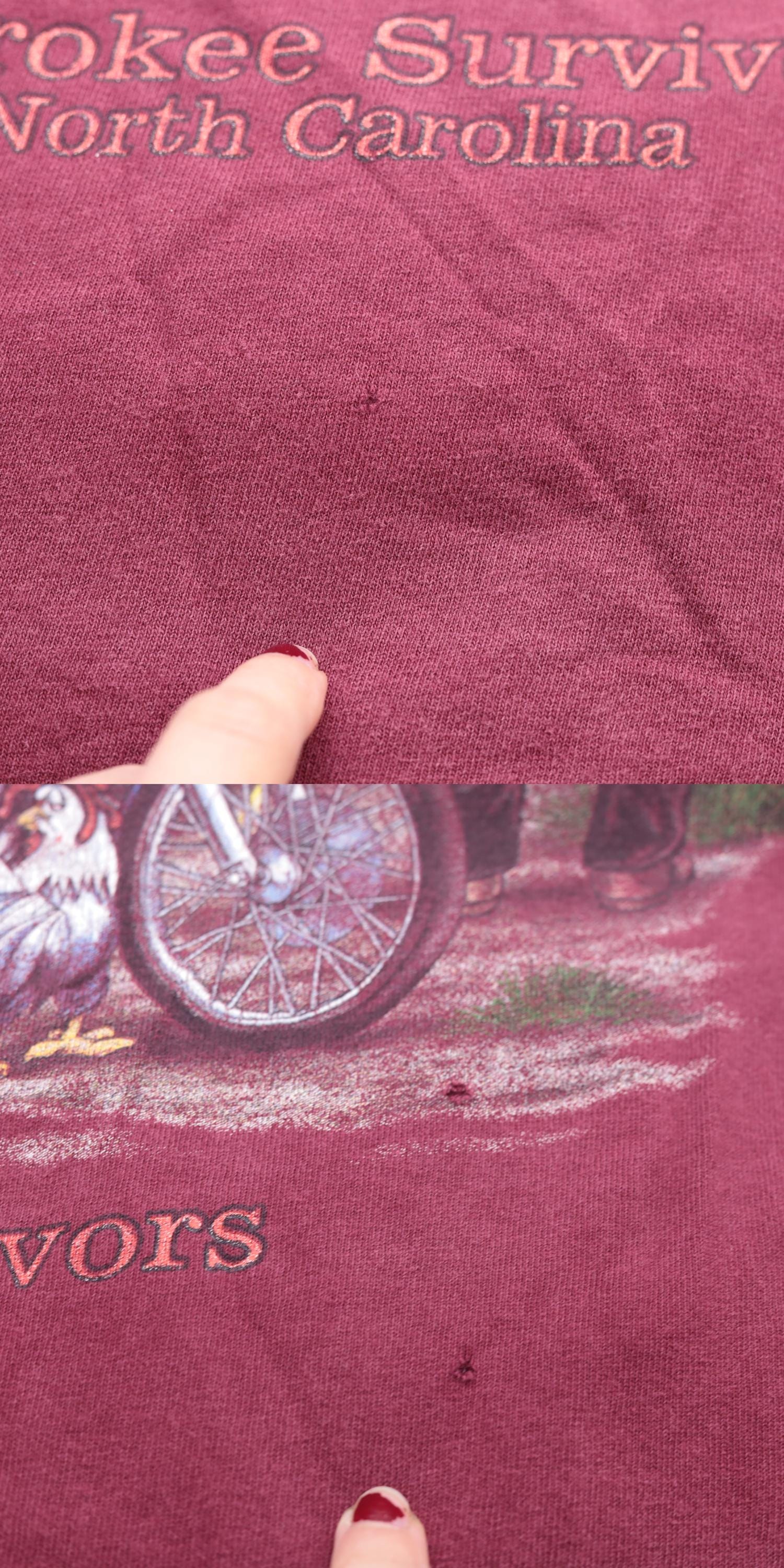 2000s Cherokee Survivors Rally Biker Graphic T-Shirt Maroon Pig Motorcycle Large