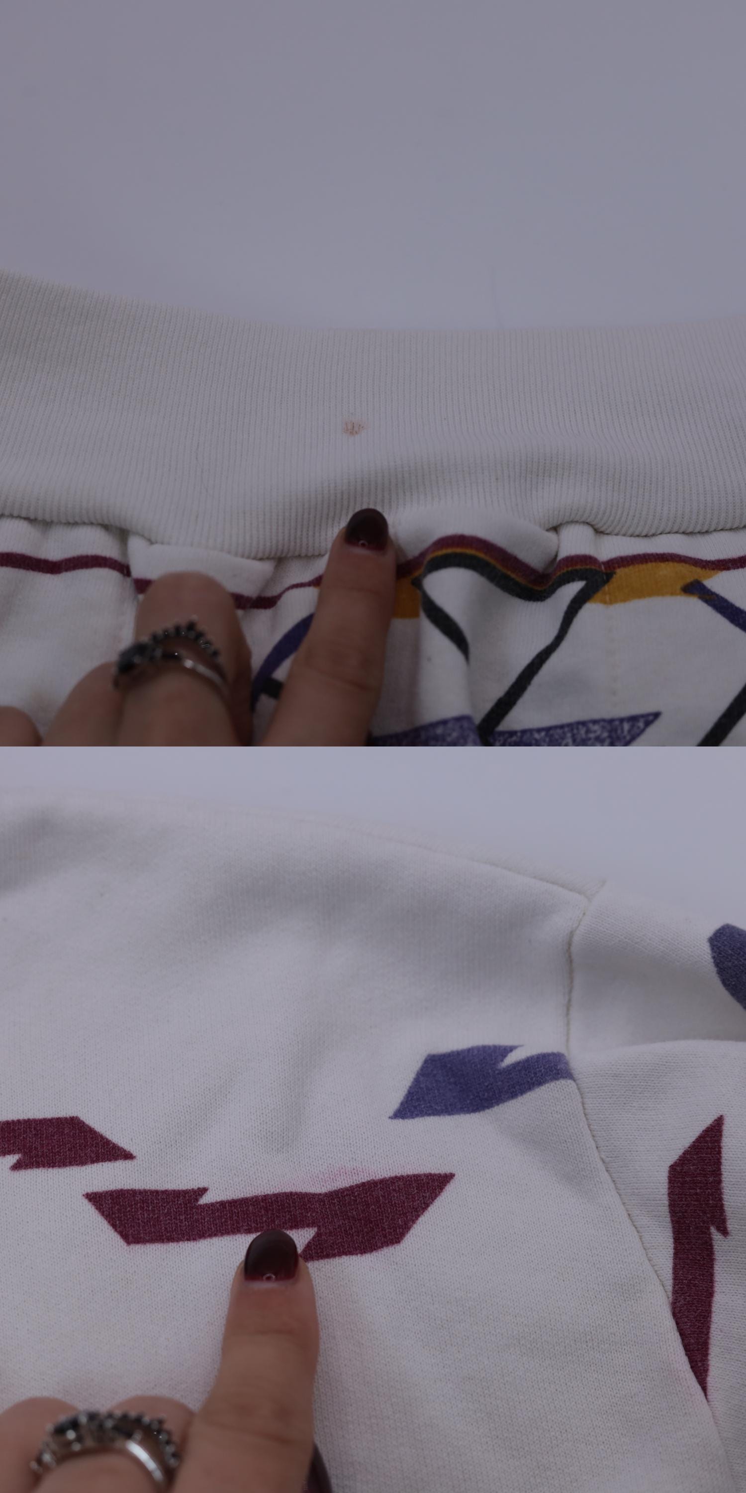 90s Southwestern Print Sweatshirt White Henley Neckline Medium M
