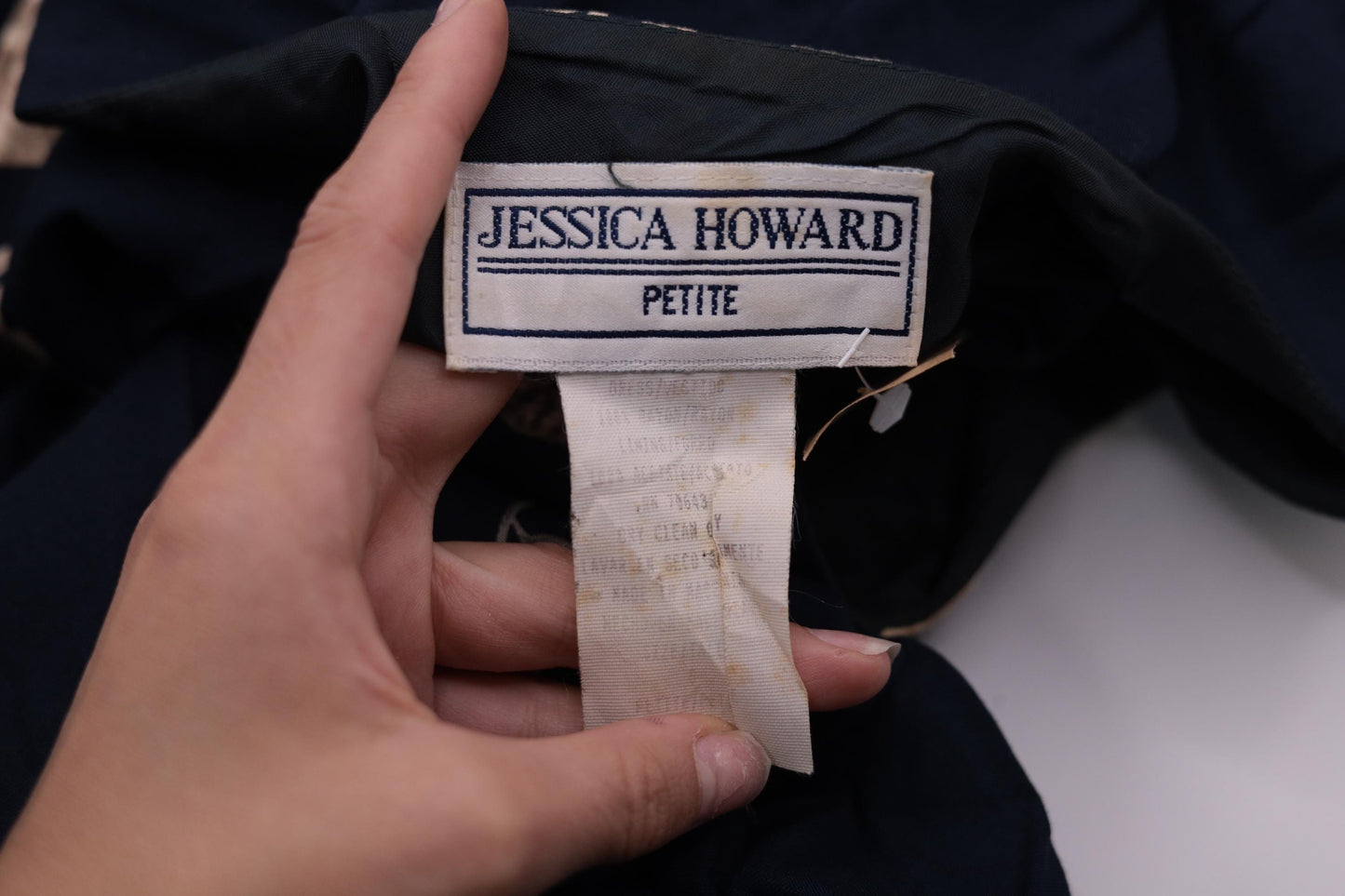 90s Jessica Howard Petite Navy Floral Seashell Mini Shift Dress Small 6