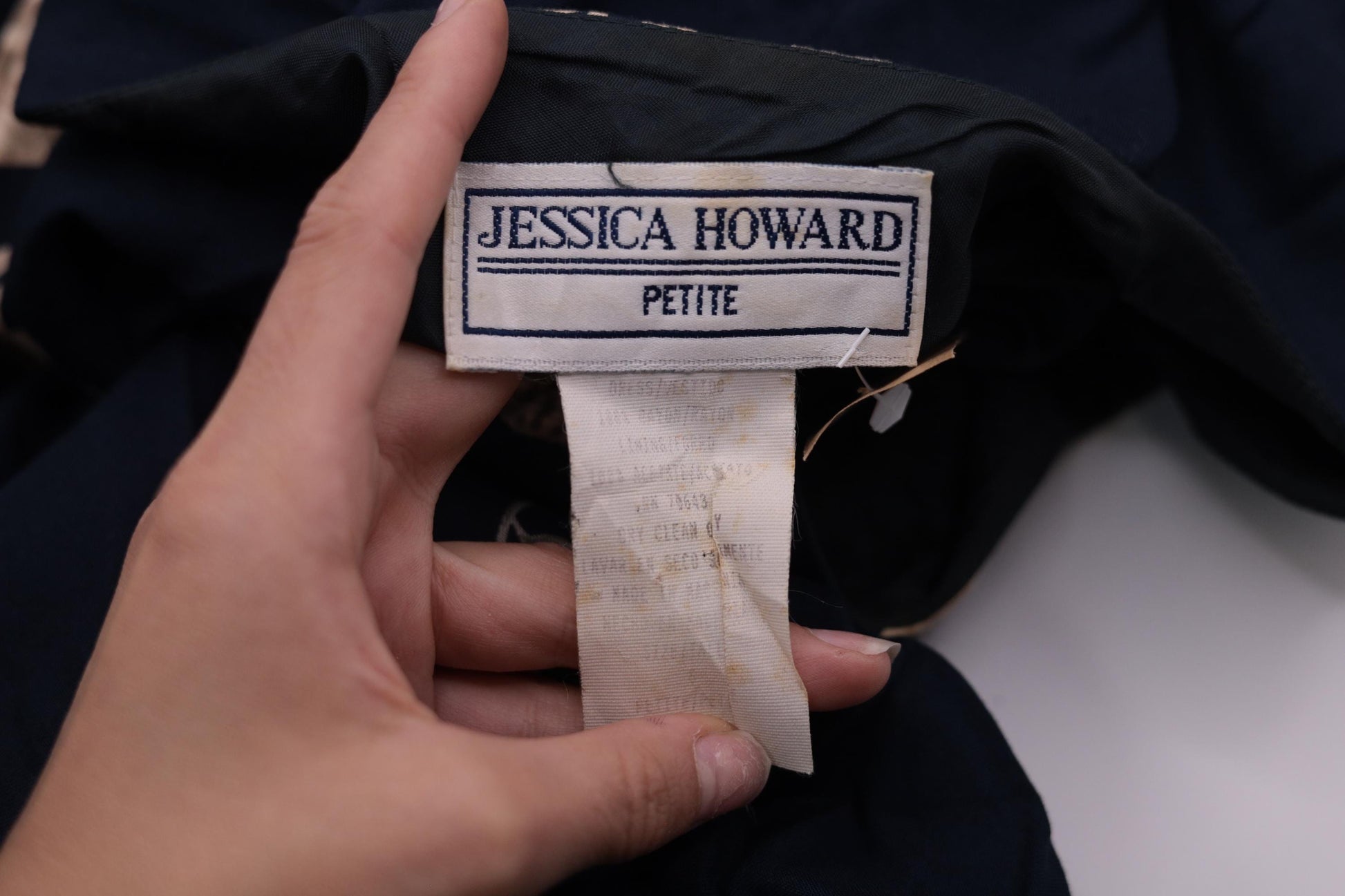 90s Jessica Howard Petite Navy Floral Seashell Mini Shift Dress Small 6