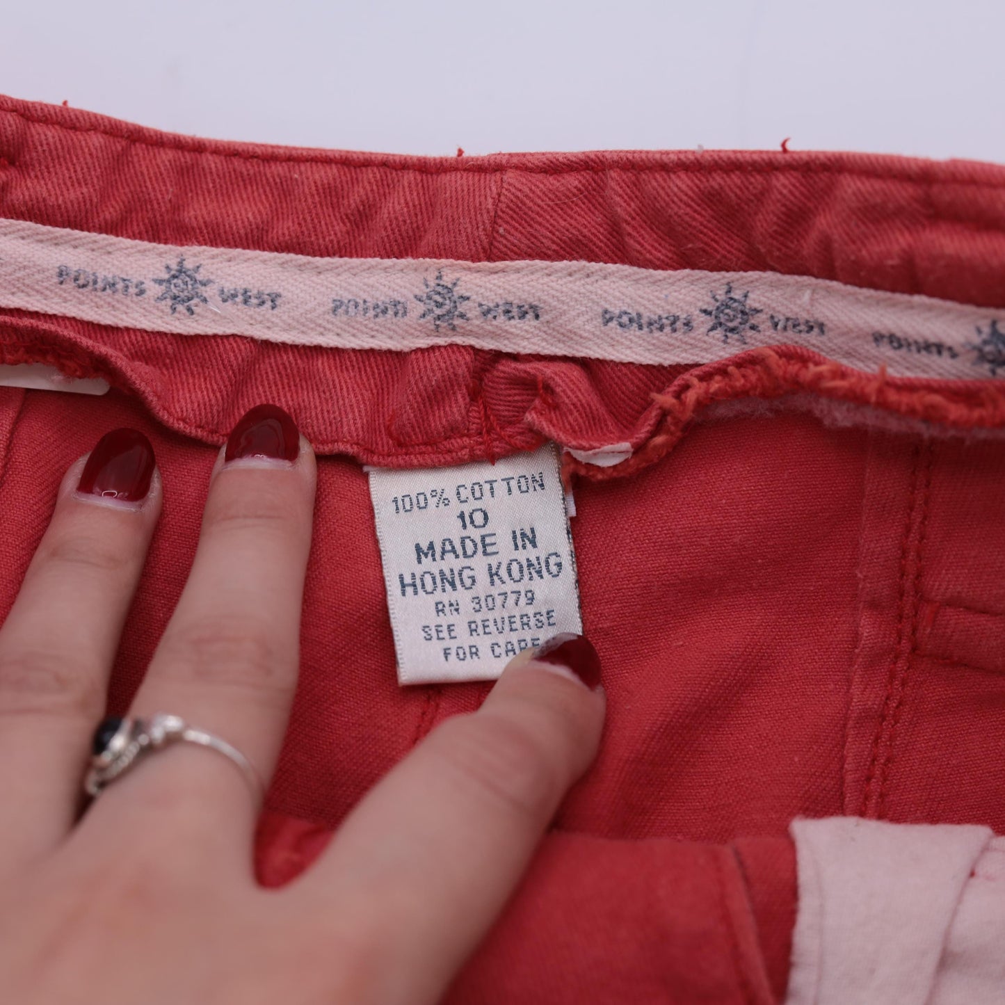80s Points West Red Cotton Pleated Shorts High Waist Cuffed Small