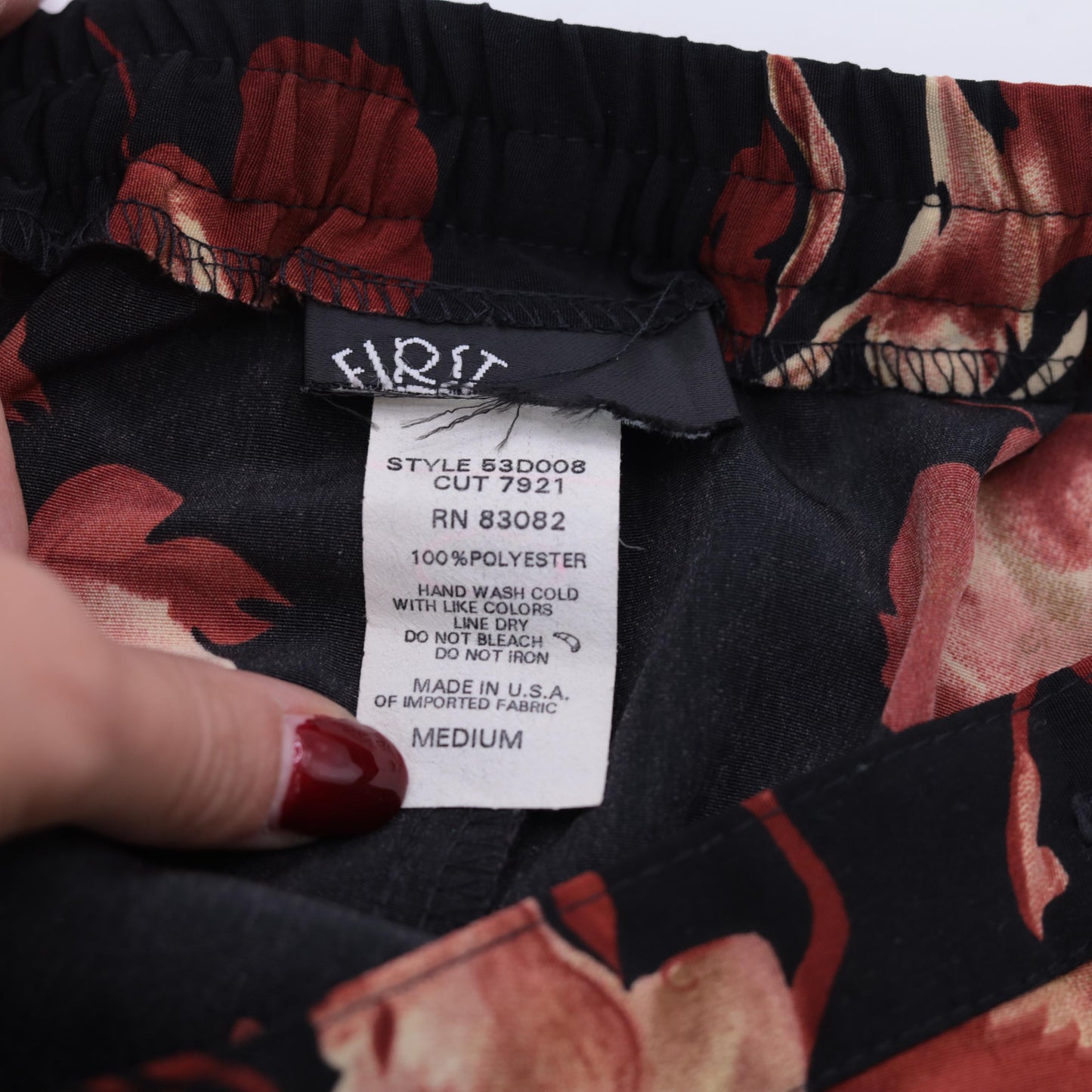 90s Black Floral A-Line Maxi Skirt High Waisted Rust Orange Small