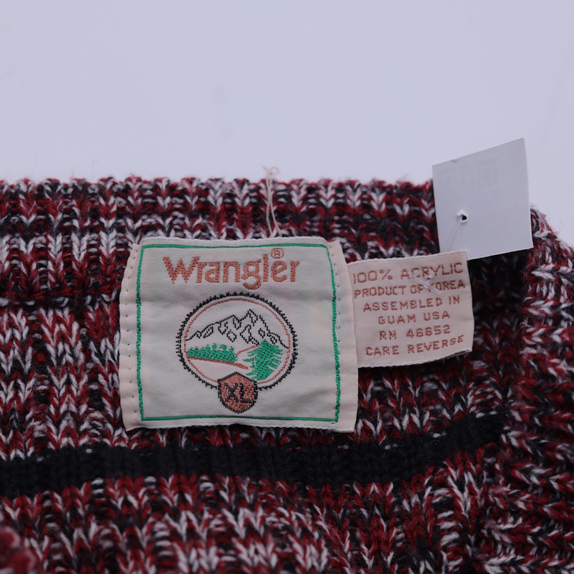 80s Wrangler Striped Knit Sweater Red Black Marled Crewneck Extra Large XL