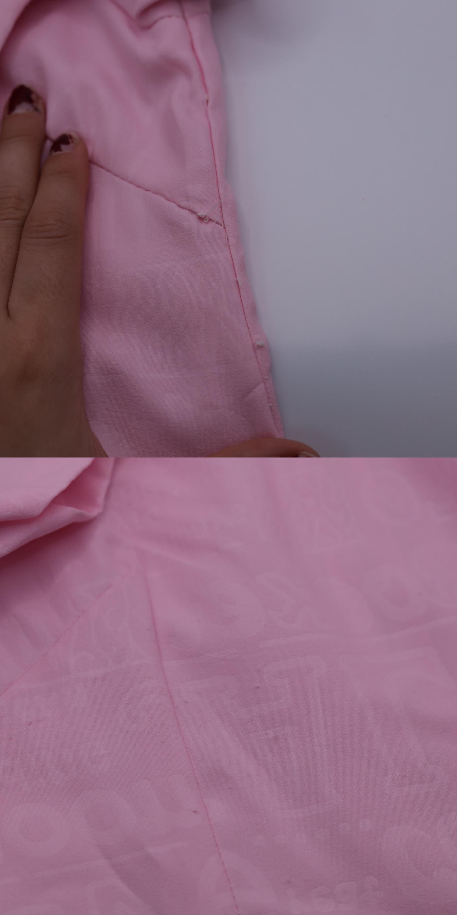 1960s Pink Mod Shift Dress Embroidered Collar Textured Print Tie Waist Small