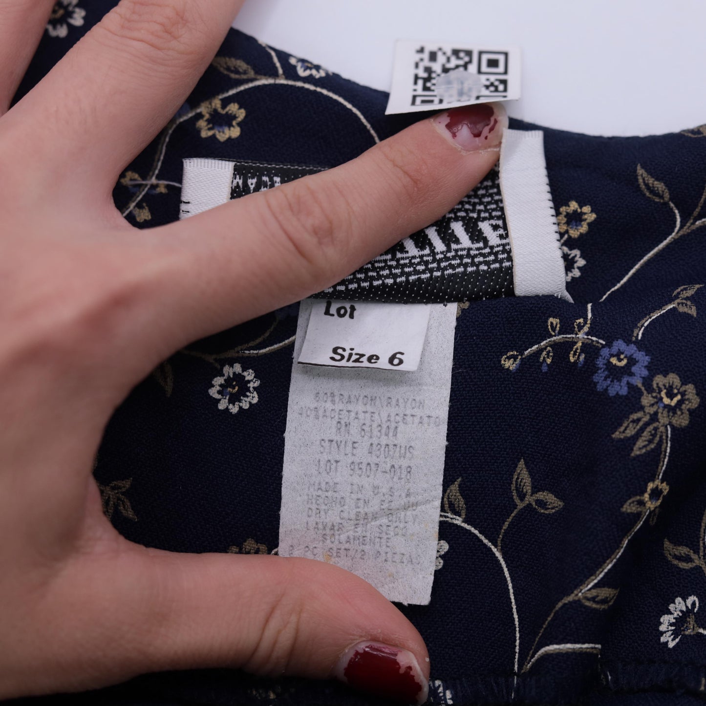 90s Navy Floral Jumper Dress Sleeveless V-Neck Mini Button-Up Small