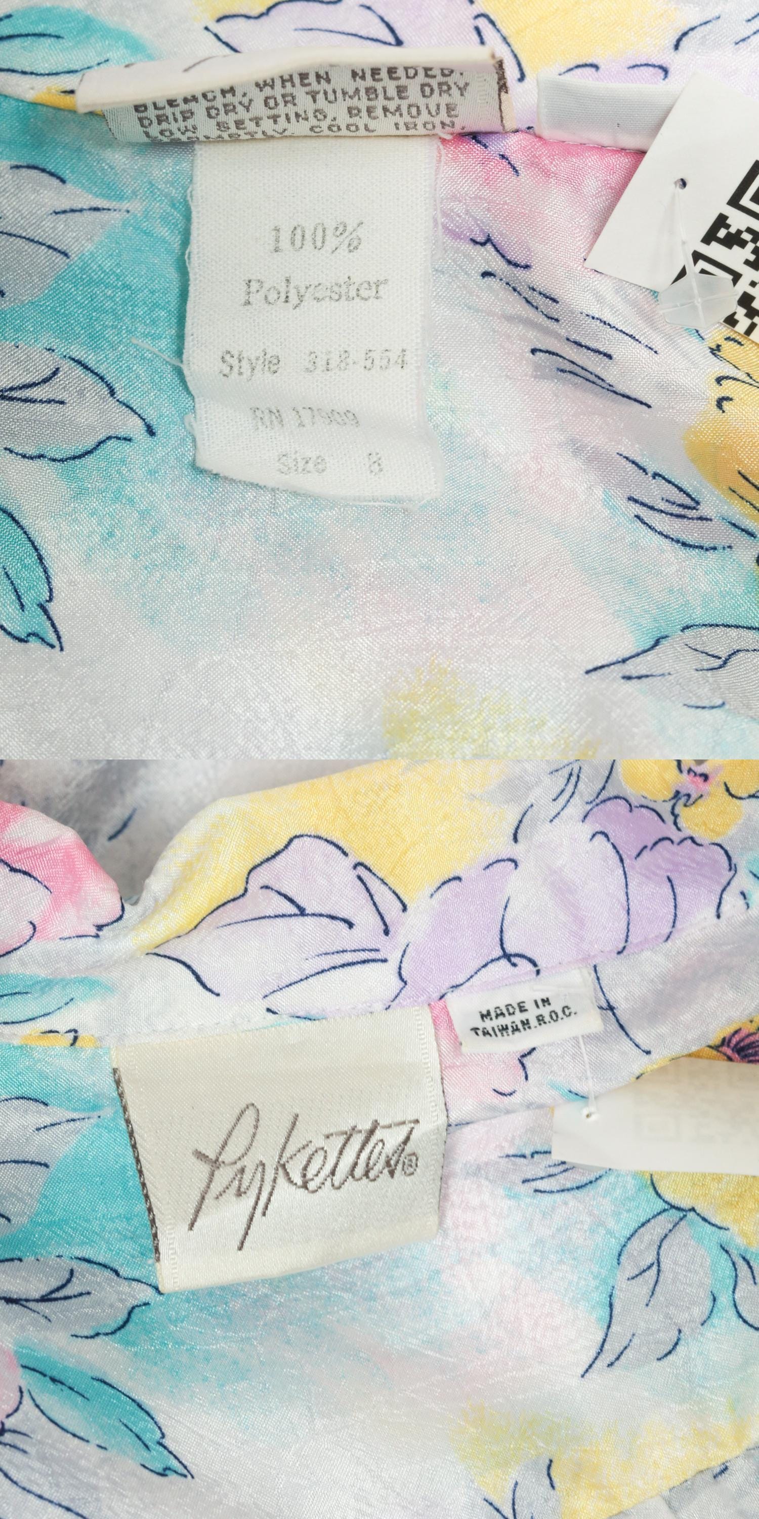 80s Pastel Floral Puff Sleeve Button Up Blouse Pink Lavender Blue Medium