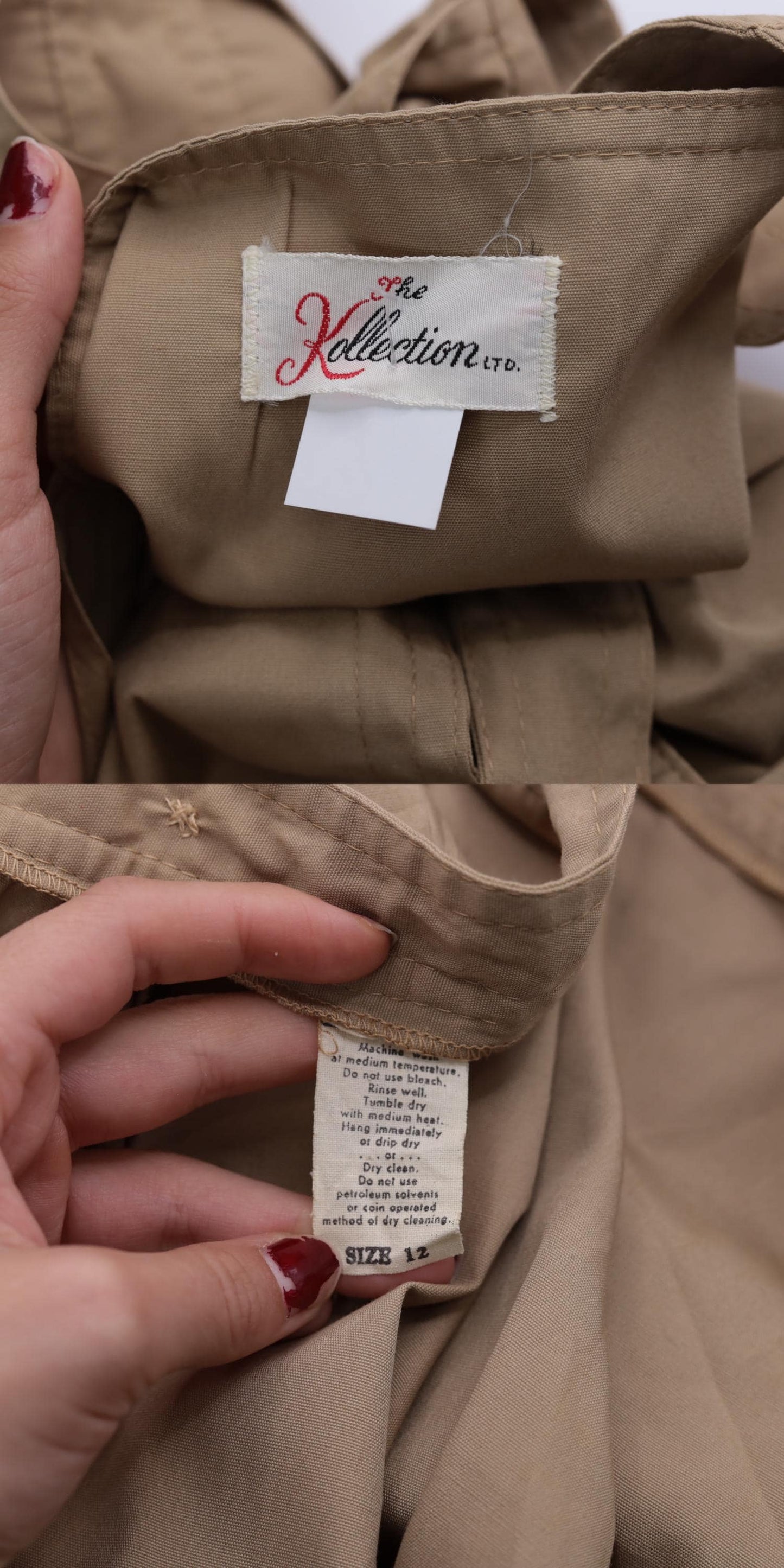 70s Khaki Midi Pinafore Dress High Waist Sleeveless Pockets Small