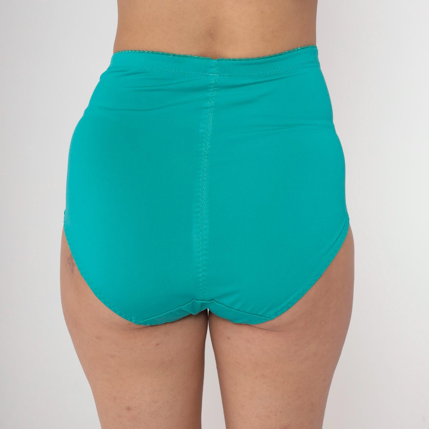 Y2K High-Waisted Teal Green Embroidered Rhinestone Briefs Shapewear Extra Large XXL