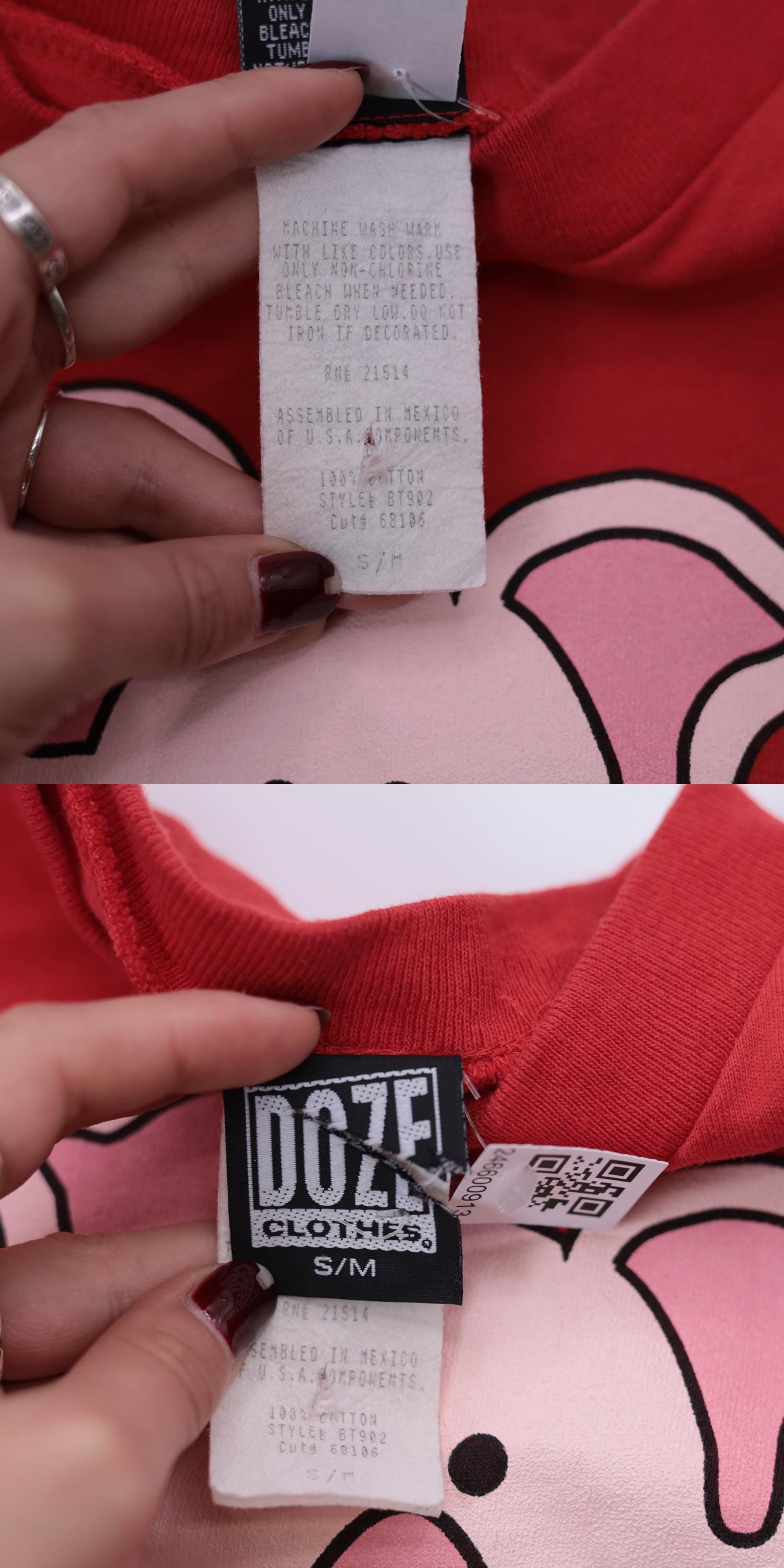 90s Doze Clothes Passion Pig Graphic T-Shirt Red Cotton Crewneck Small